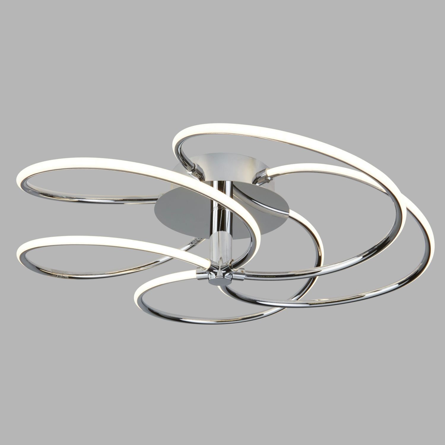 LED Deckenleuchte Wohnzimmer Chrom Weiß 3000 K B: 56 cm
