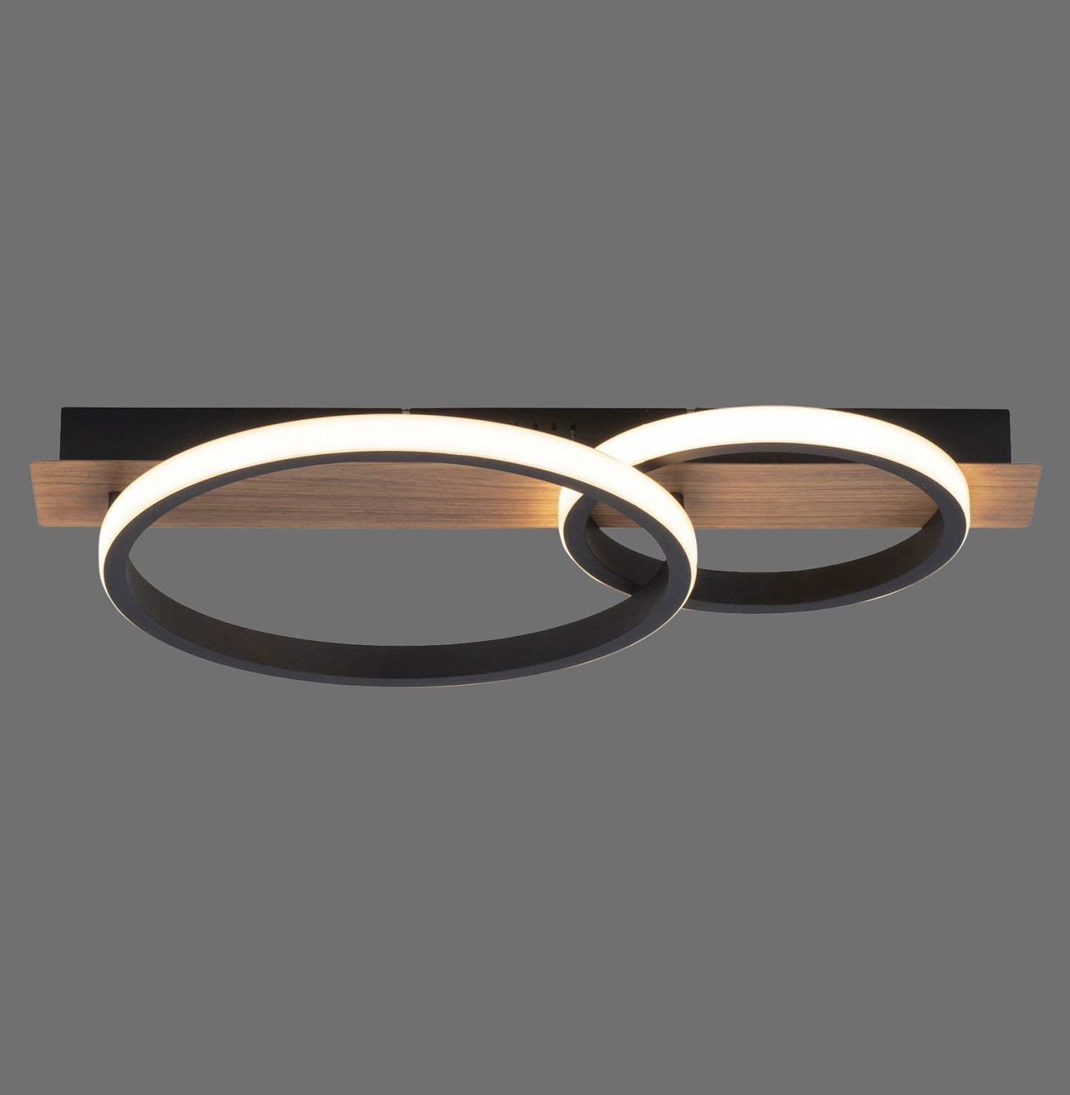 LED Deckenlampe Holz Metall Natur Schwarz 53 cm 3200 lm