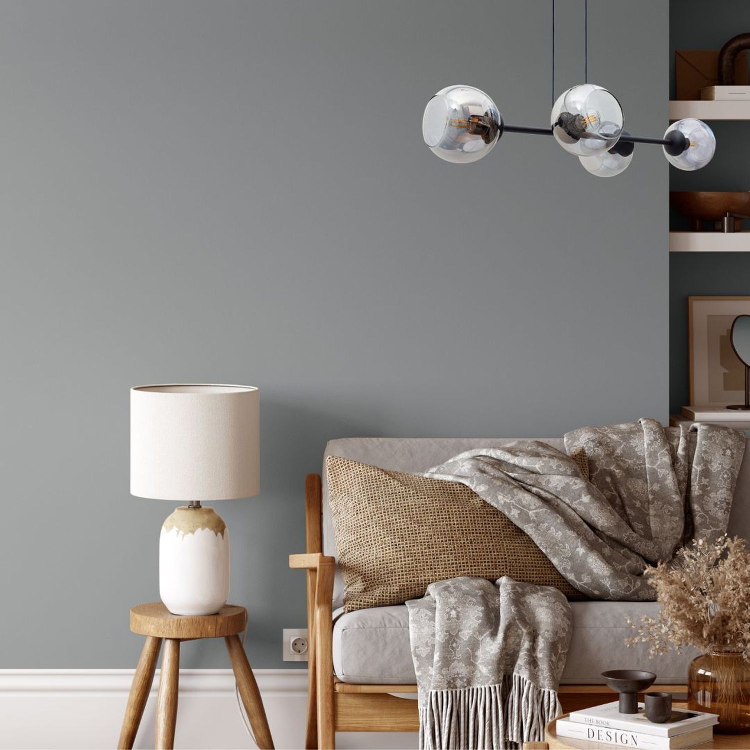 Hängeleuchte Metall Rauchglas blendarm E27 4-flammig Lampe, Couch, Mobiliar, Tasse