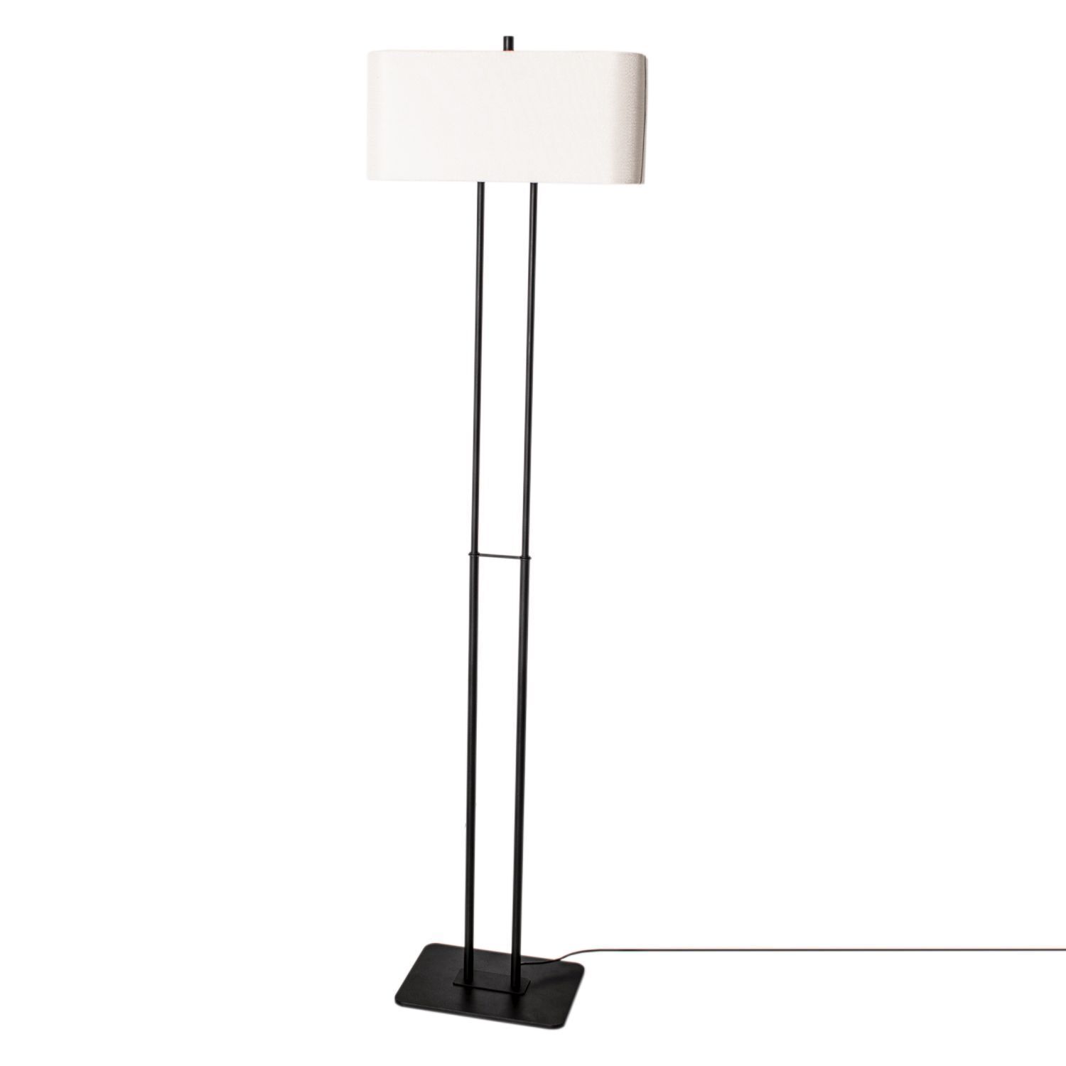 Stehlampe 150 cm klein Schwarz Weiß eckig Stoff Metall E27 Lampe