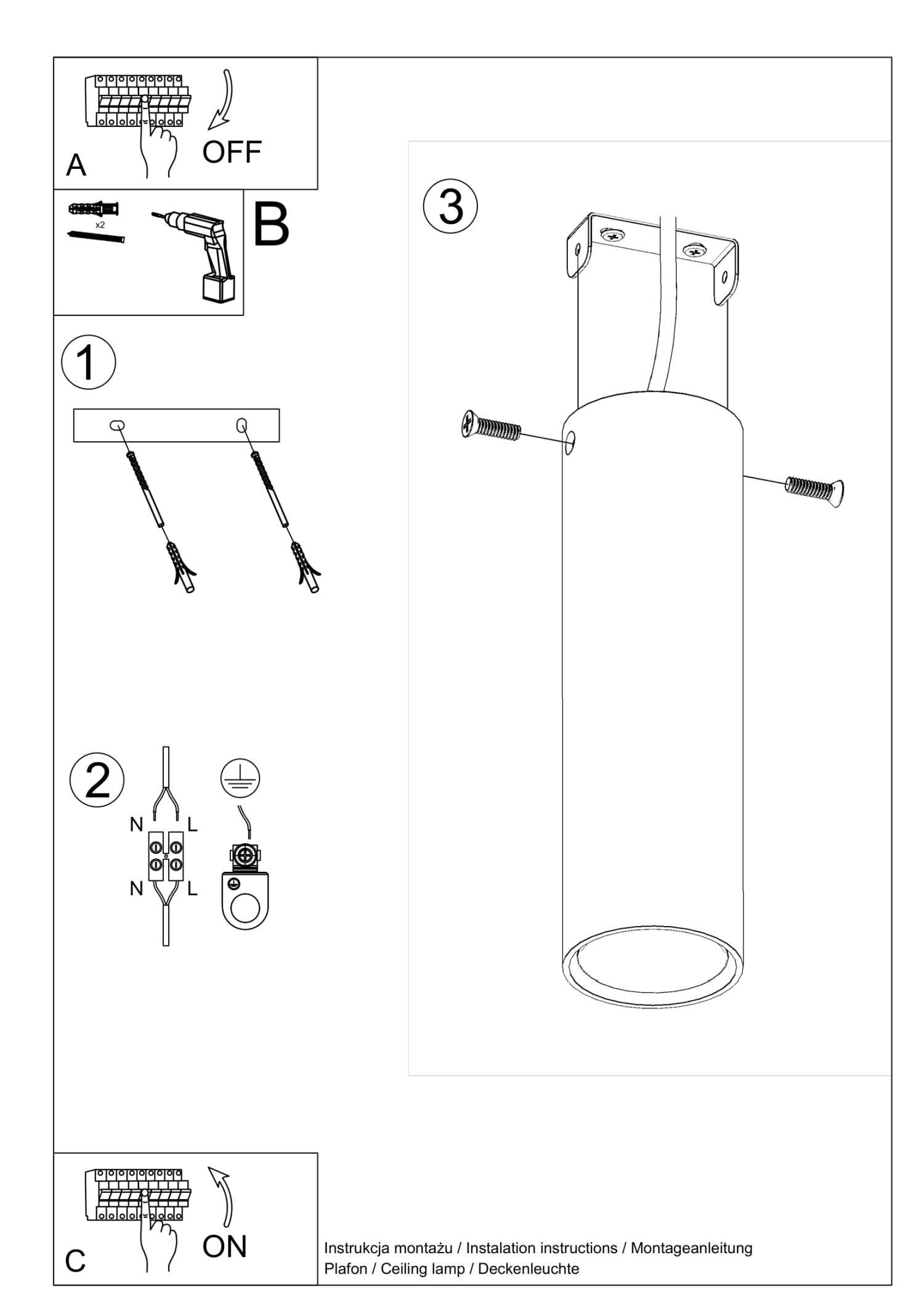 Deckenlampe schmal Ø 6 cm Modern Metall Weiß GU10