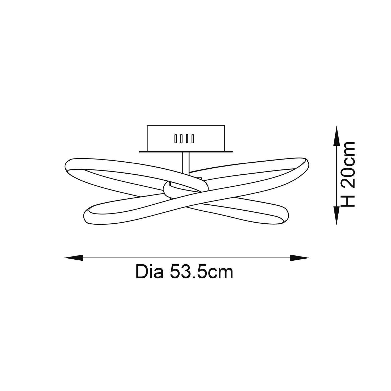 LED Deckenleuchte Schwarz B: 53,5 cm warmweiß 3000 K Metall
