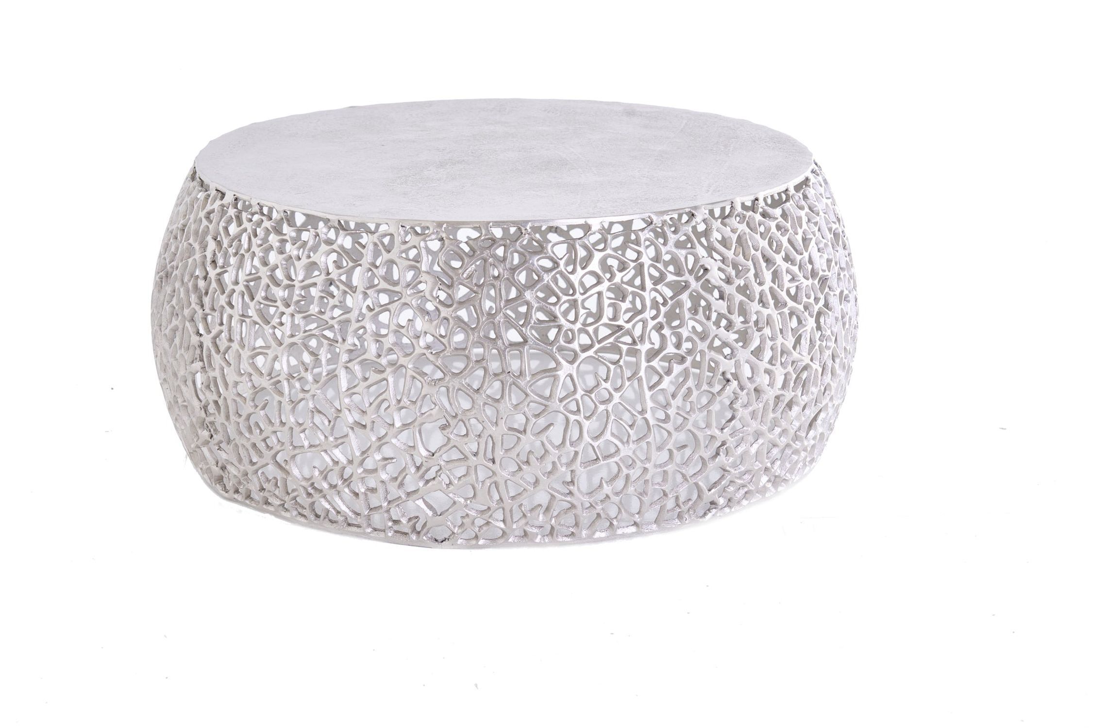 Couchtisch Metall in Silber 73 x 73 cm Handarbeit