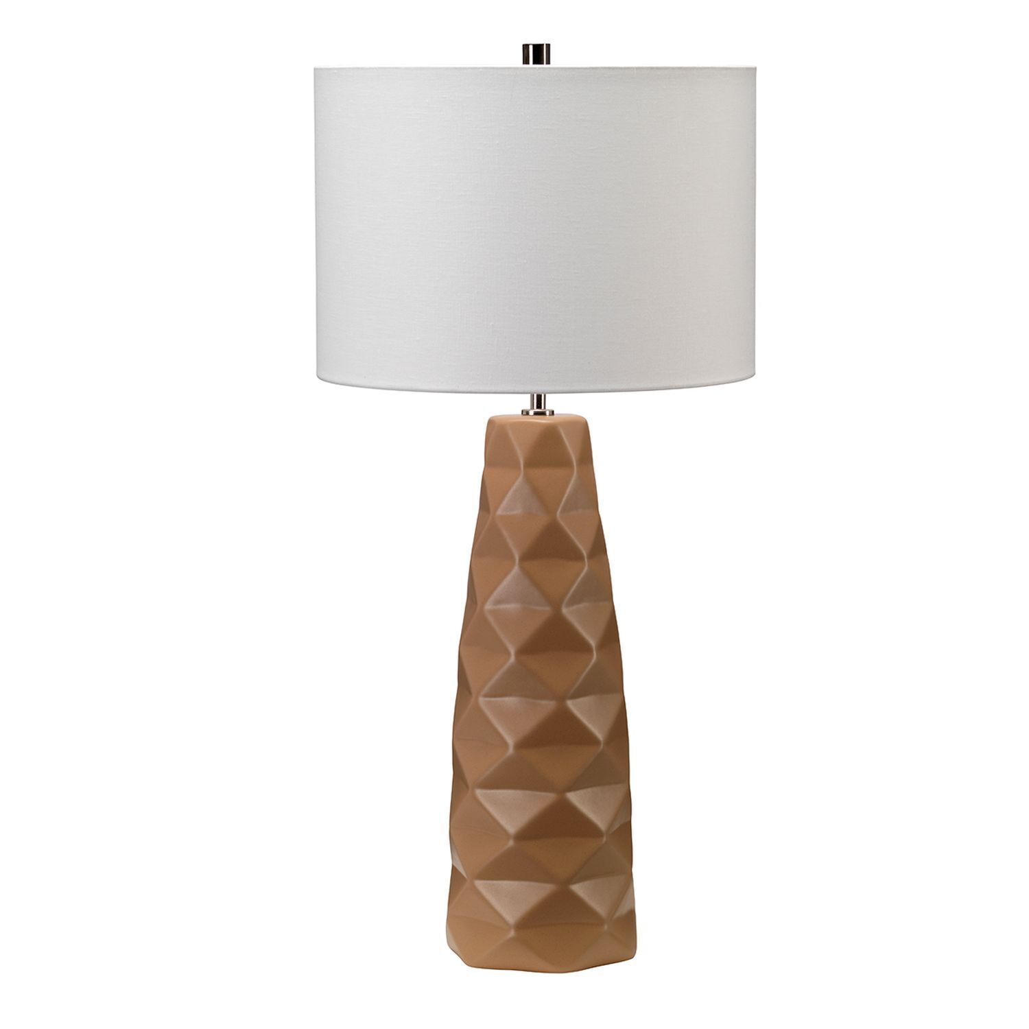 Tischleuchte Keramik Stoff 75 cm hoch in Beige Creme