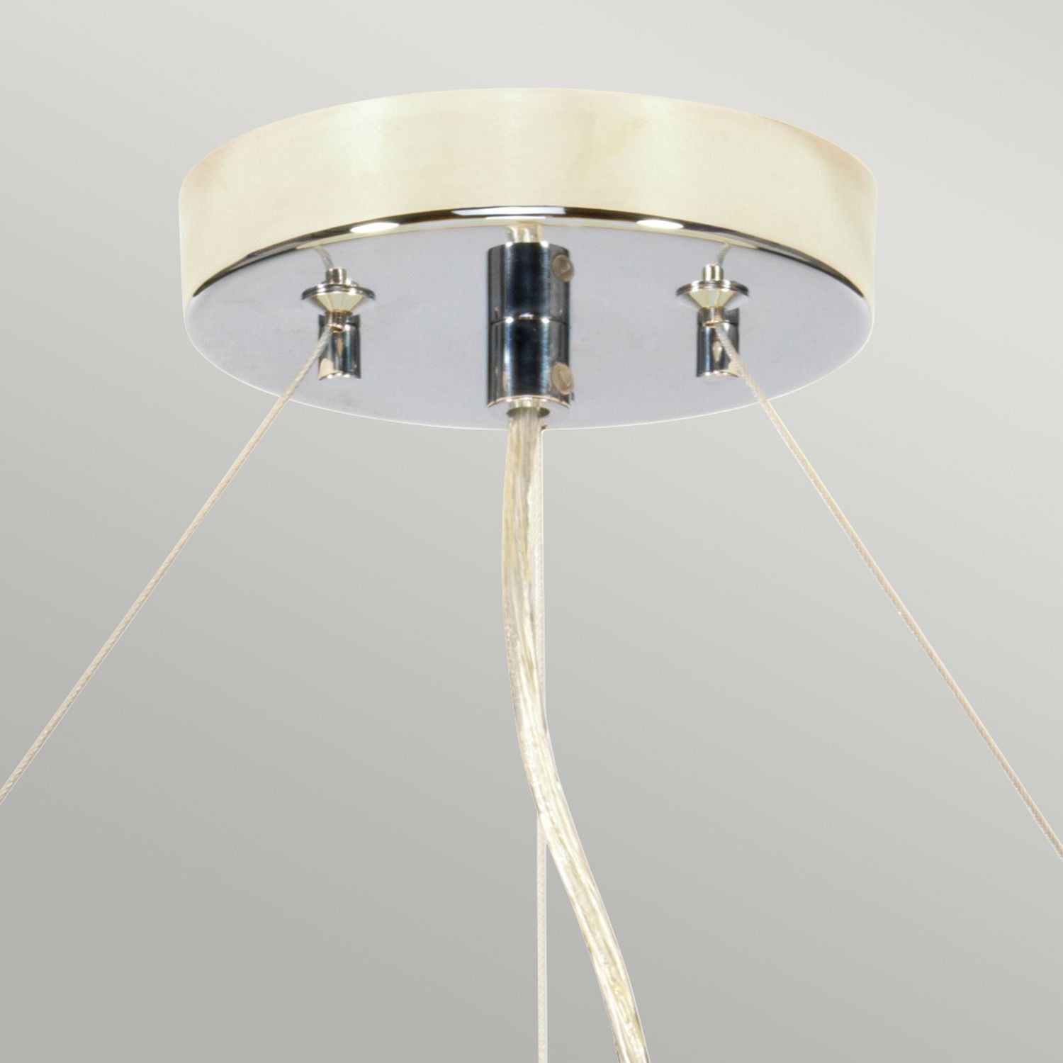 Hängelampe rund Ø66cm in Creme Chrom Stoffschirm Deckenleuchte, Lampe