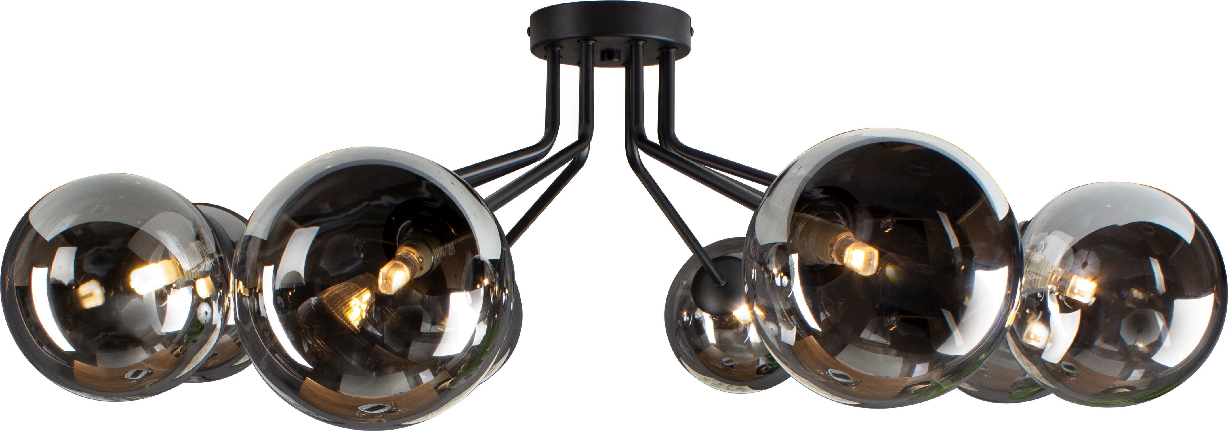 Deckenlampe Glas Metall Schwarz Rauchgrau L:88 cm G9