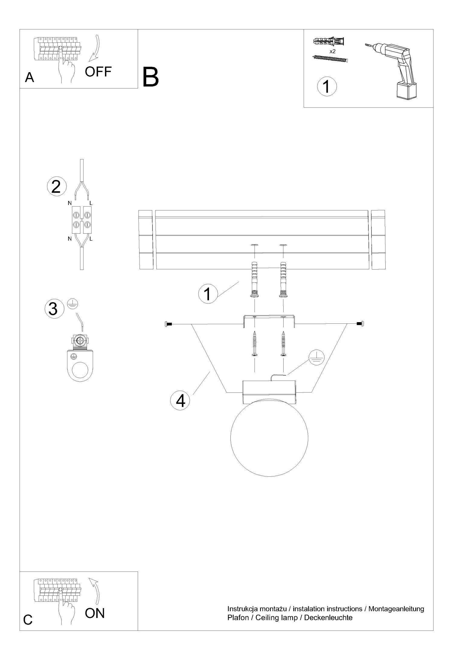 Deckenleuchte Kugelschirm Weiß Glas Metall Ø 12 cm G9