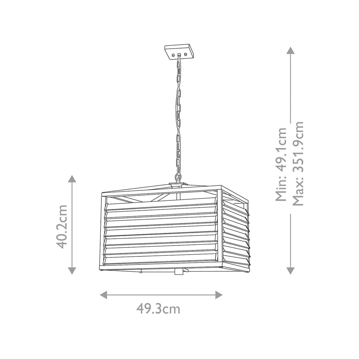 Pendelleuchte eckig Metall Glas E27 B: 49,3 cm Gunmetal Grau