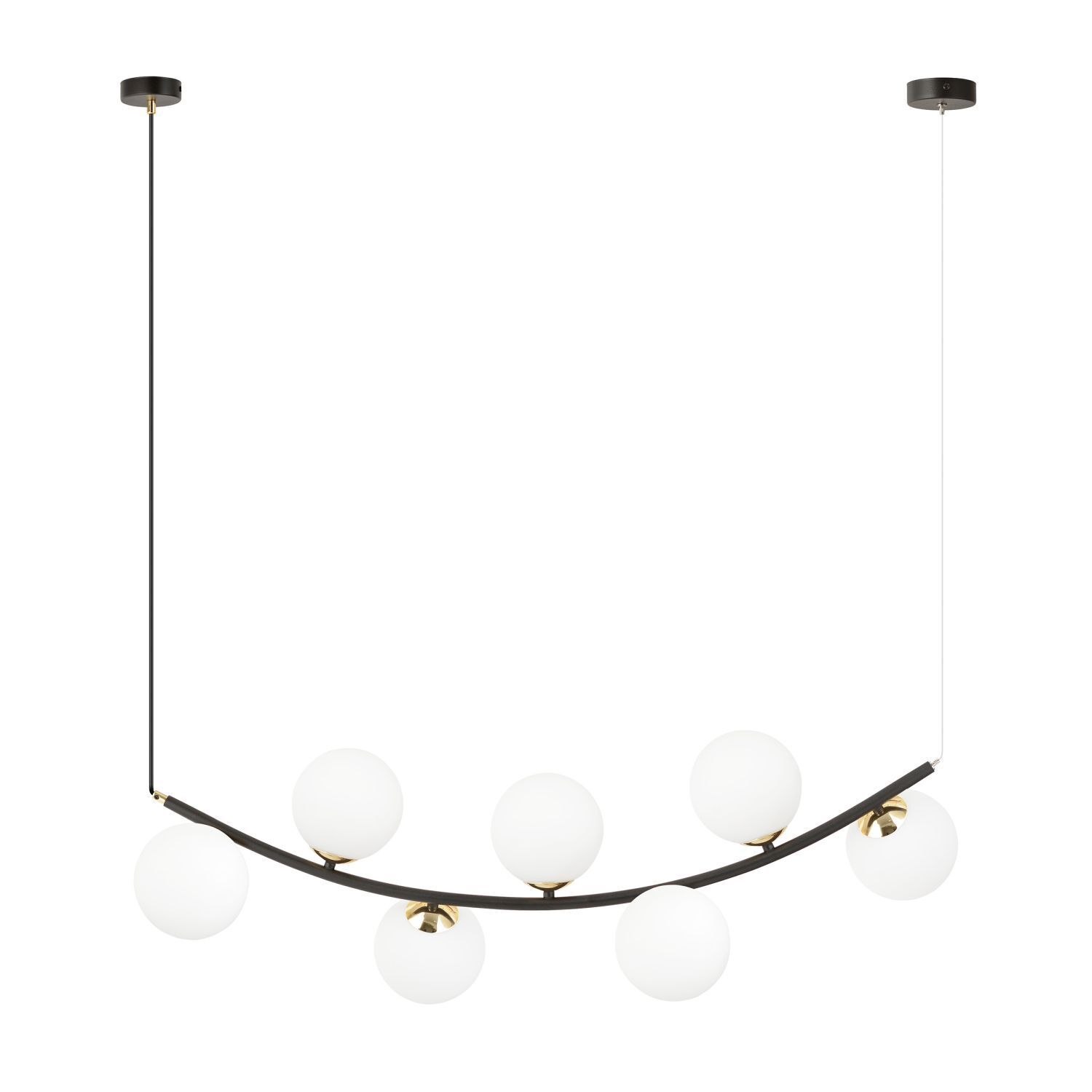 Hängeleuchte Schwarz Weiß Gold B: 95 cm 7x E14 Metall Glas