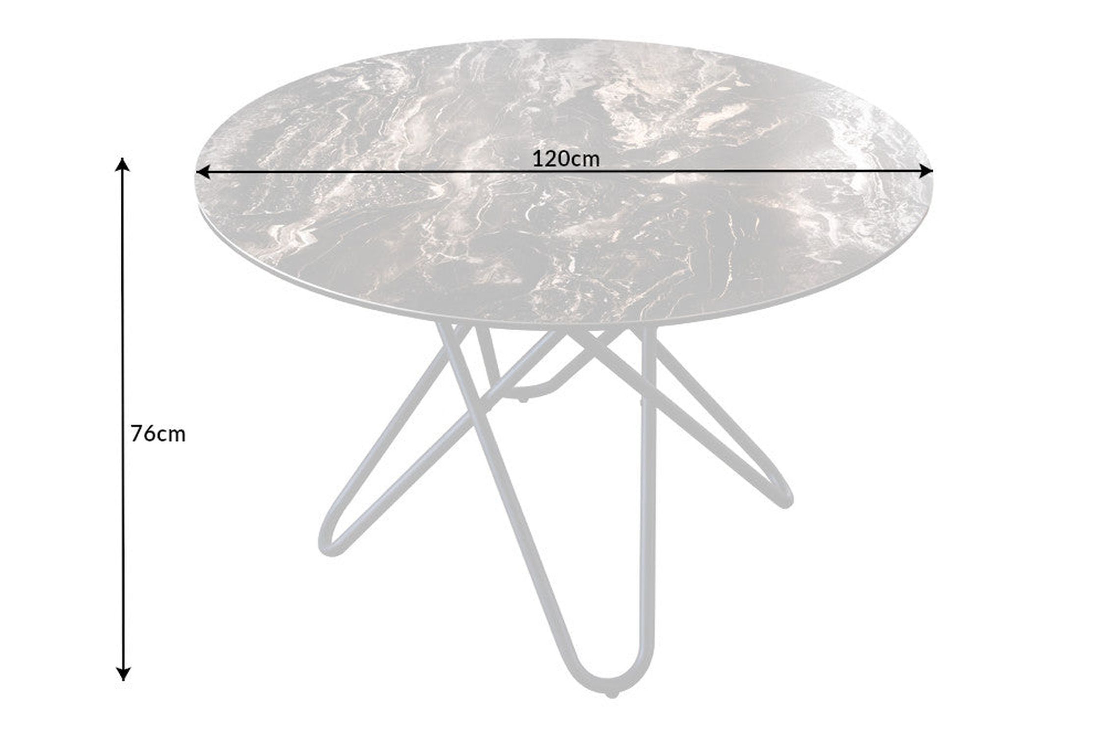 Esstisch Keramik Metall in Grau-Braun Schwarz 120x120 cm