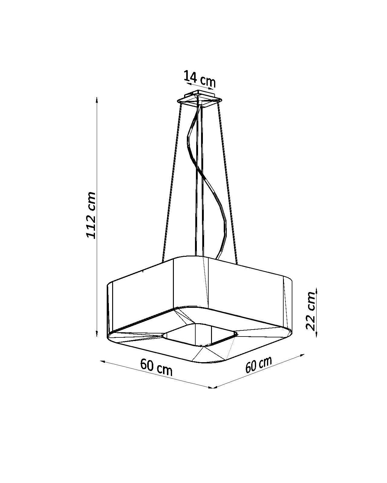 Eckige Hängelampe Weiß Stoff B: 60 cm blendarm 8x E27