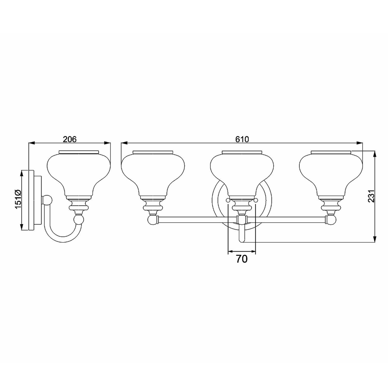 Badezimmerlampe LED G9 IP44 B: 61 cm Messing Weiß