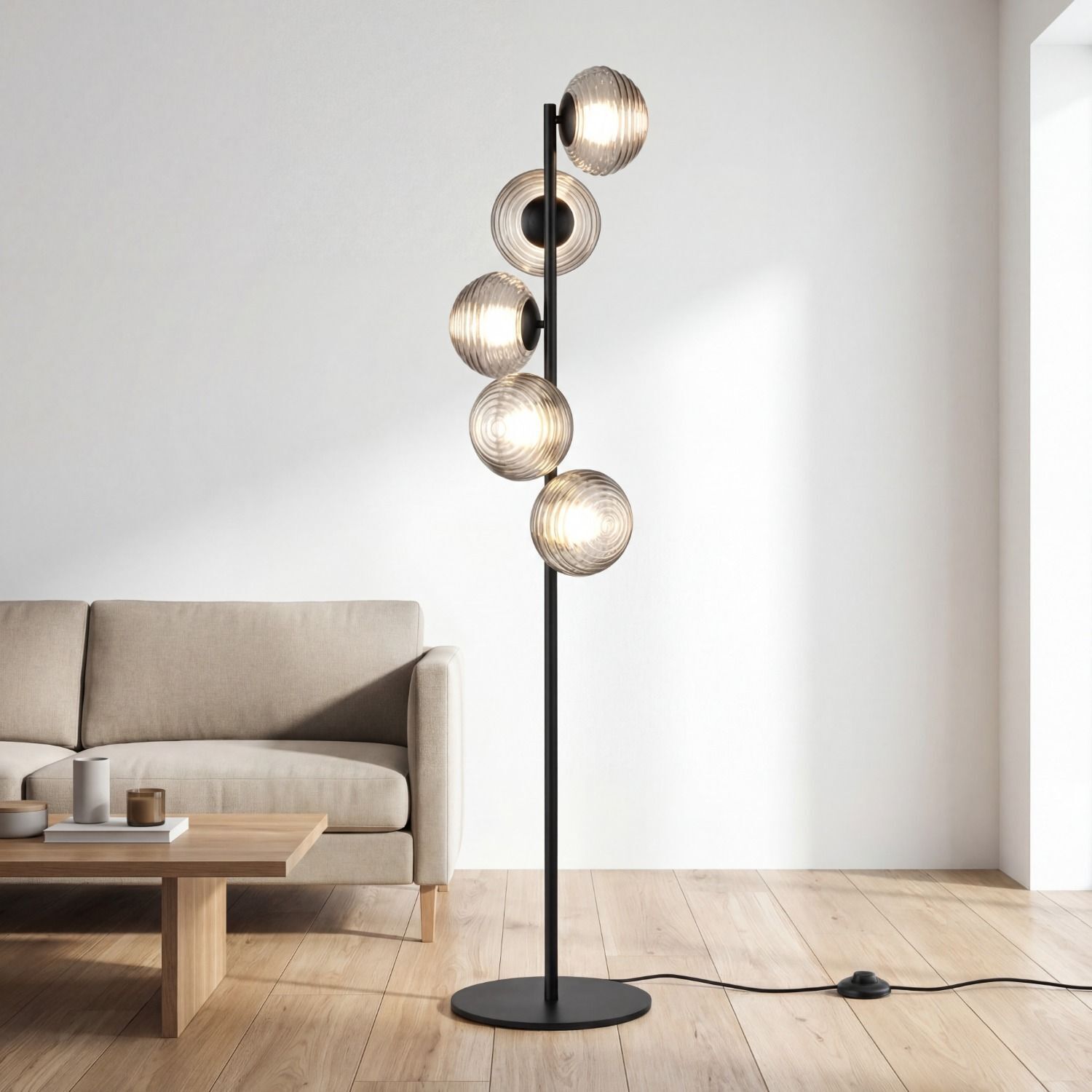 Stehlampe, Gehärtetes Glas, Kugel-Lampe, Stehleuchte, Moderne Dekoration