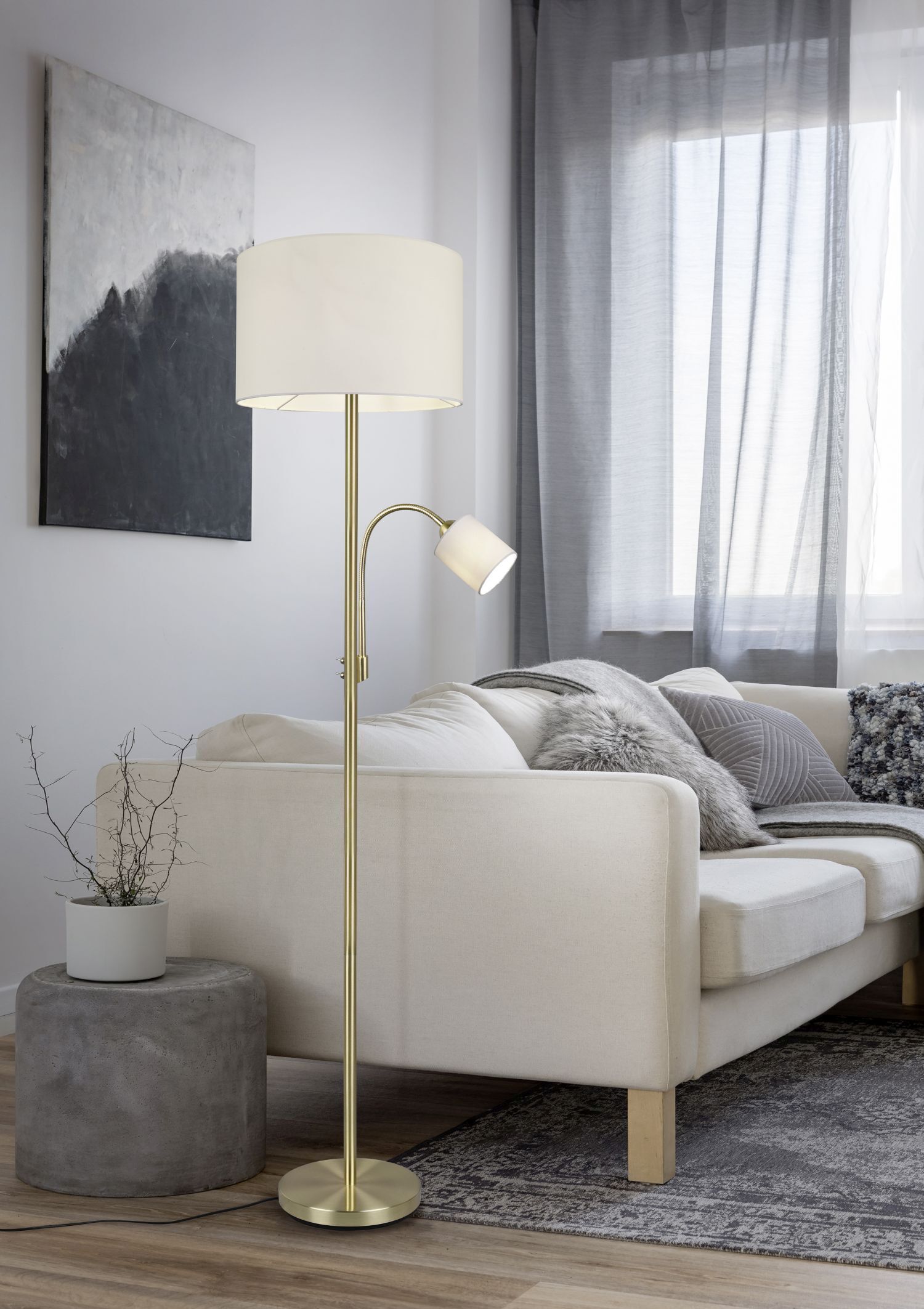 Lampe, Stehlampe, Couch, Pflanze, Teppich