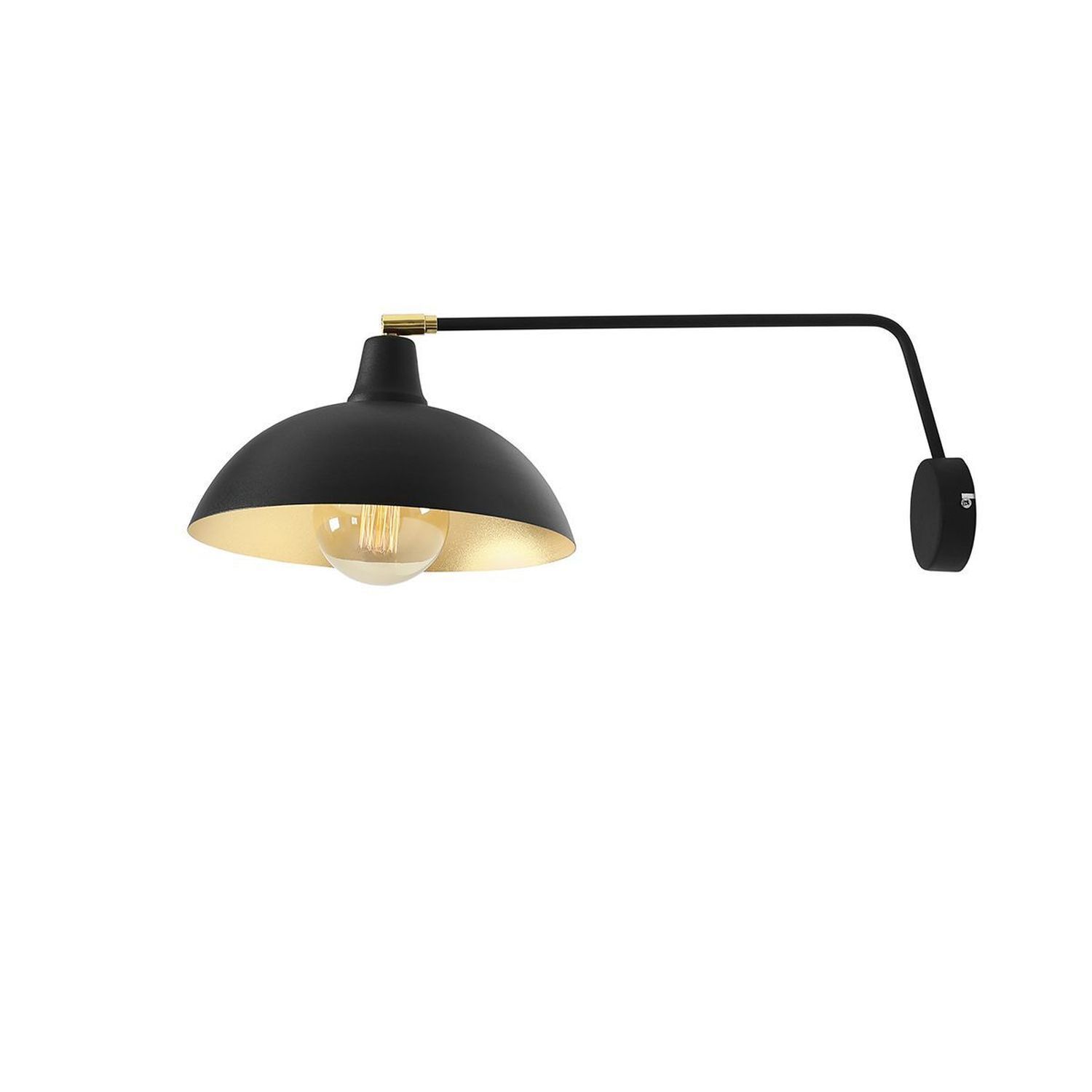 Schwarze Wandlampe Metall E27 T:60 cm verstellbar