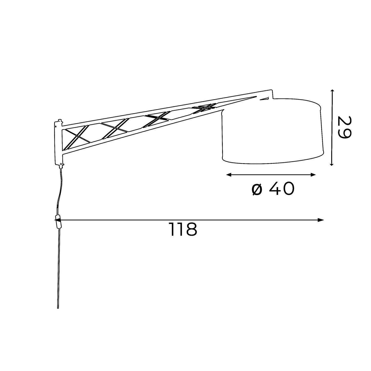 Wandlampe Schwarz T:118 cm E27 mit Schalter Wandleuchte