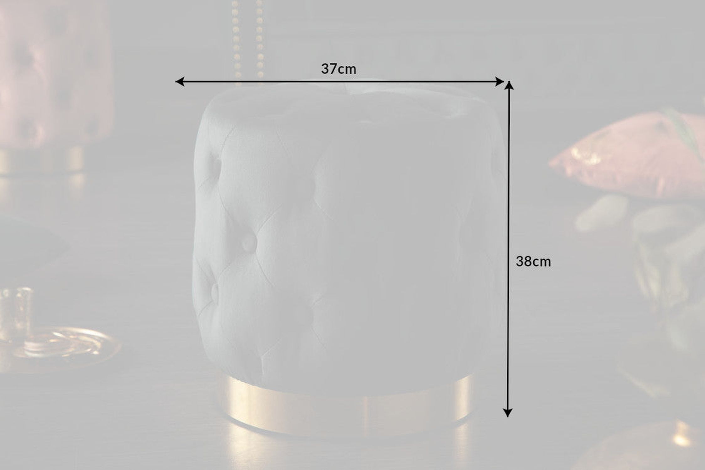 Sitzhocker Schwarz Gold aus Samt Metall Ø 37 cm klein Krug, Kunst, Porzellan, Töpferei, Lampe