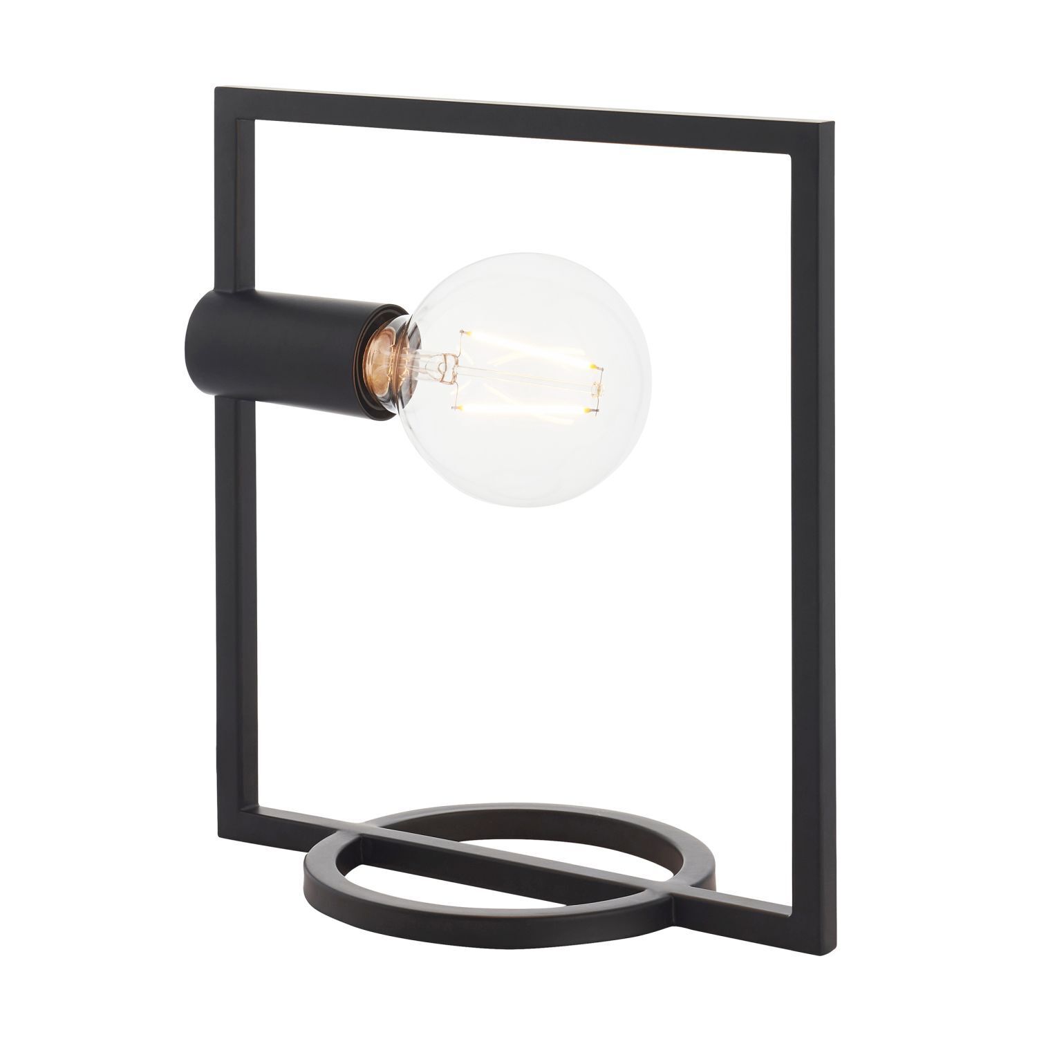 Tischlampe Schwarz H: 29,5 cm eckig klein Metall Modern E27