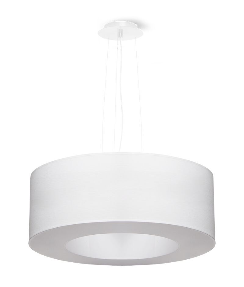 Pendelleuchte Weiß Stoff Modern rund Ø 50 cm 5x E27