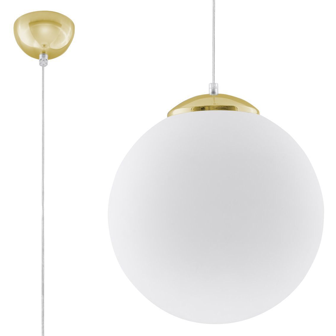 Hängeleuchte Glas Kugel Ø 30 cm E27 Weiß Gold BIANCO