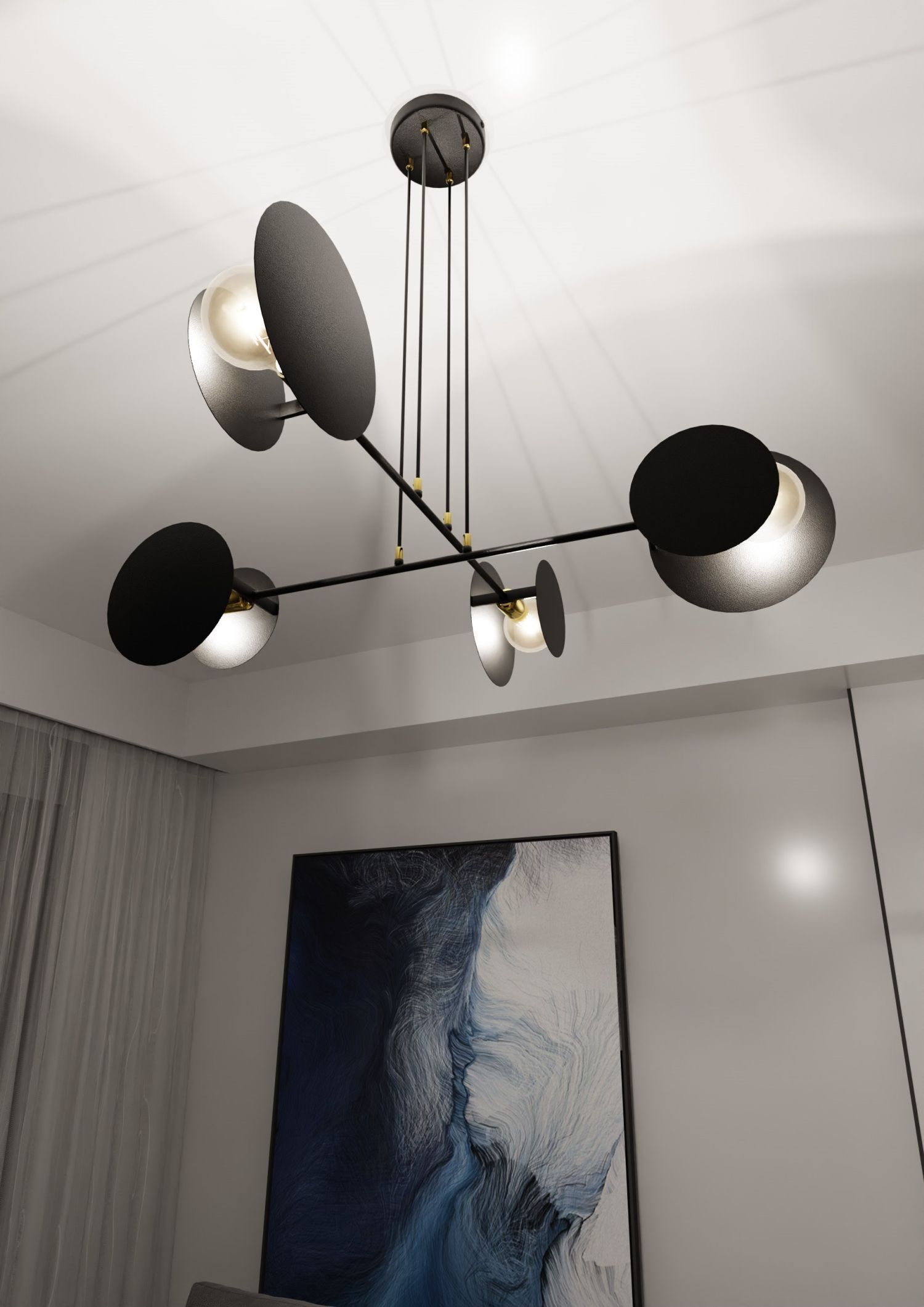 Hängelampe Schwarz verstellbar Metall 4x E27 Modern