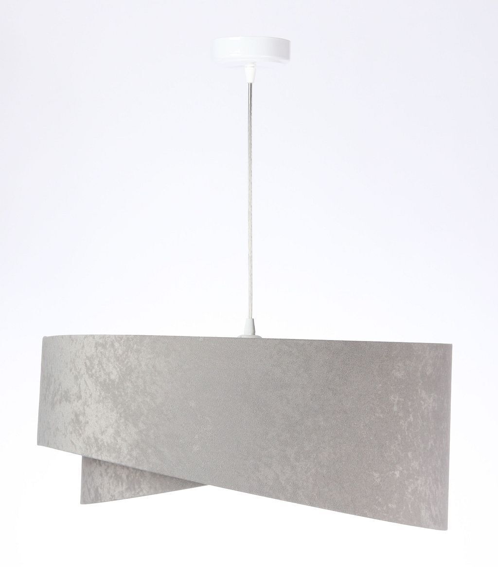 Runde Hängelampe E27 D: 50 cm Grau Gold Silber Stoffschirm