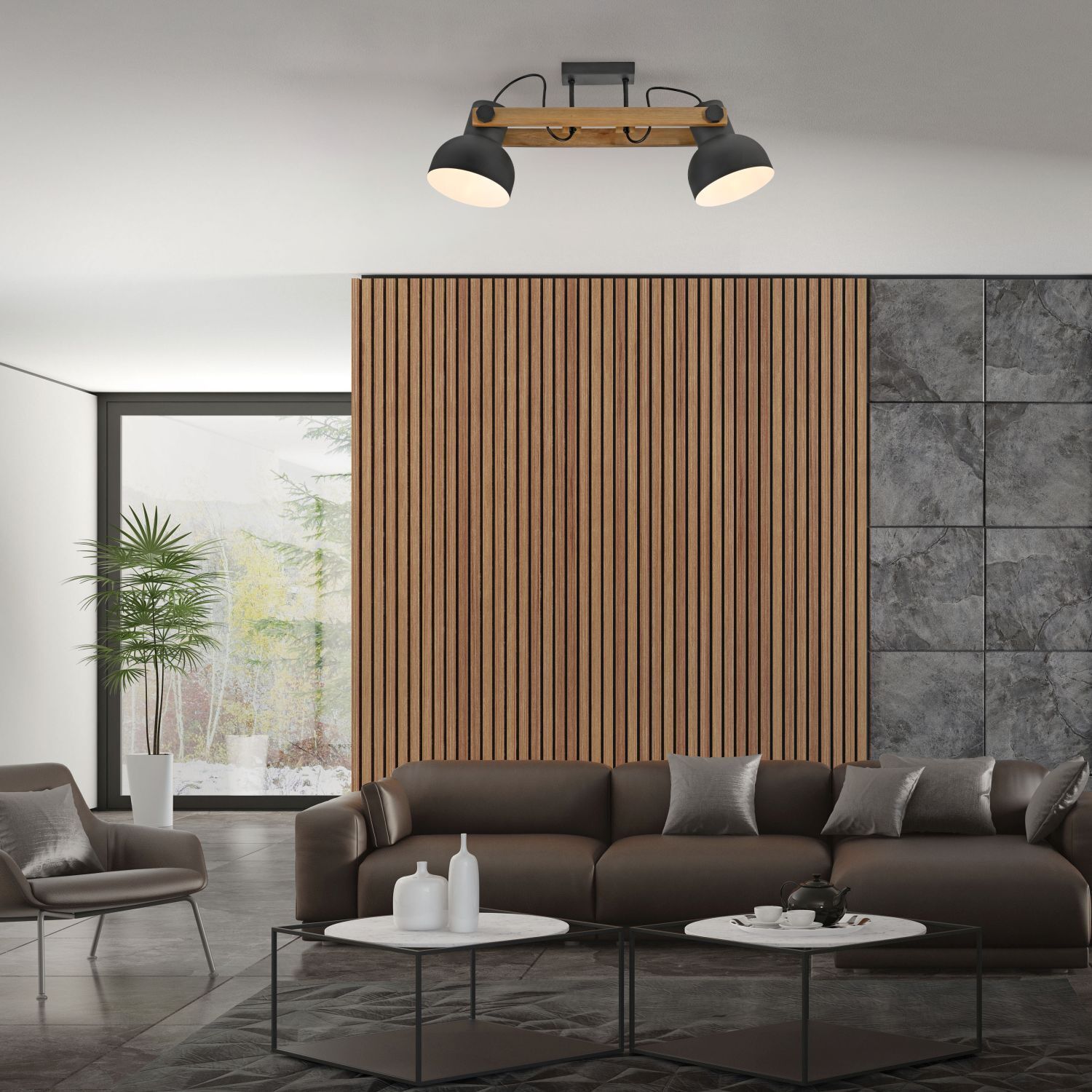 Verstellbarer Deckenstrahler Holz Metall E27 L:72 cm Drinnen, Innenarchitektur, Paneele aus Holz