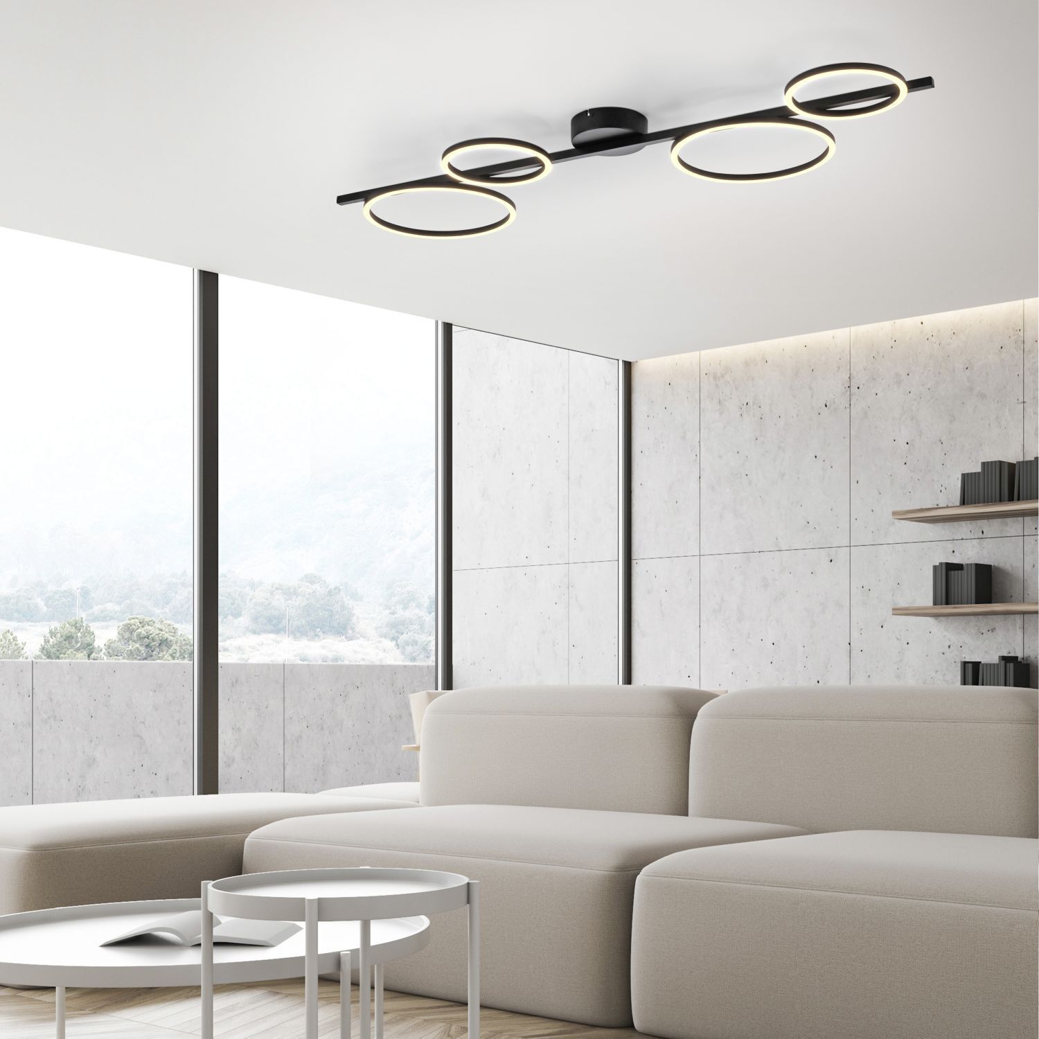Schwarze LED Deckenlampe Metall 120 cm länglich 4850 lm