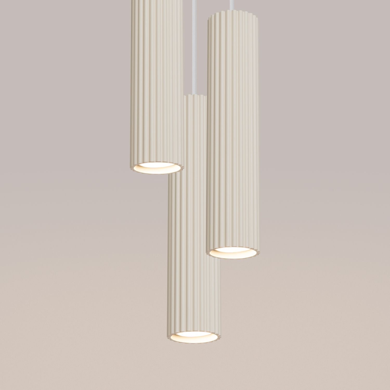 Moderne Hängelampe in Creme 3-flammig GU10 schmal Ø 19,5 cm