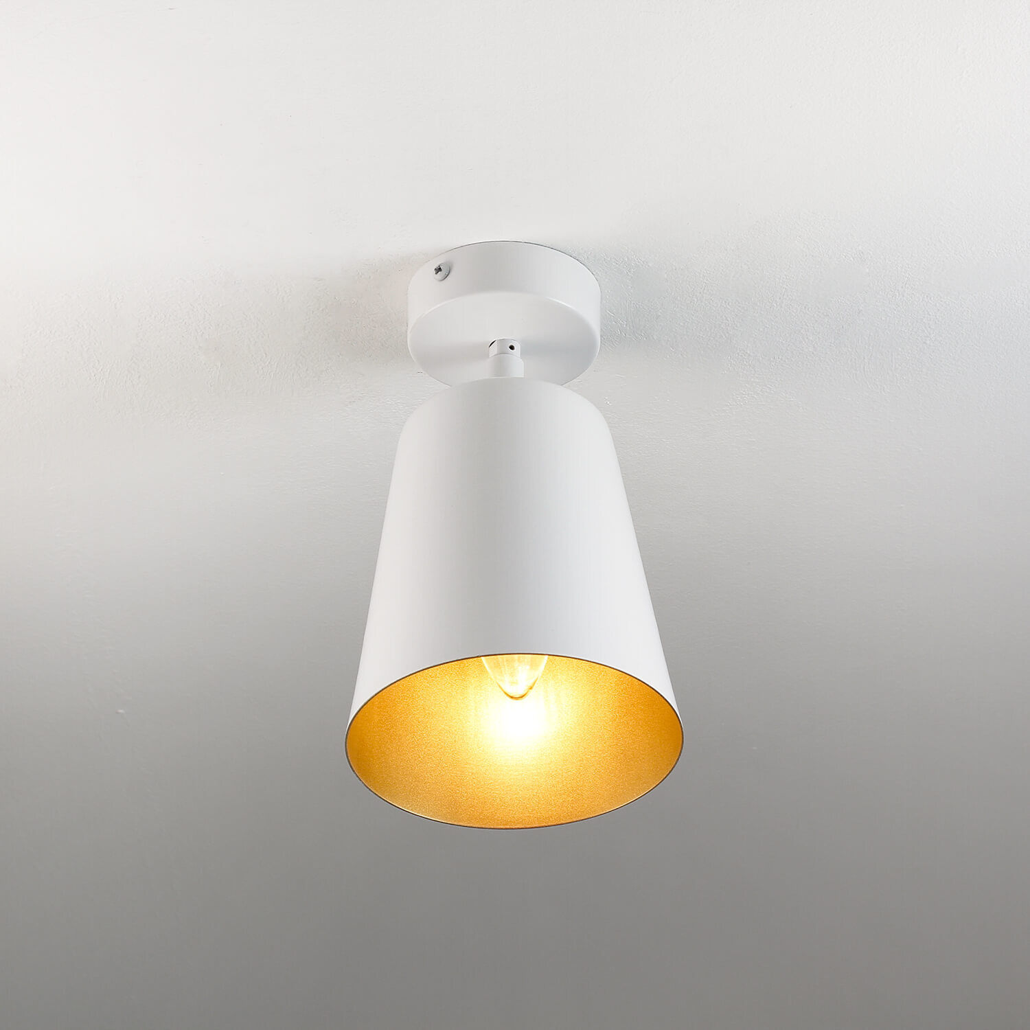 Deckenlampe Weiß Gold Metall Retro flexibel E27 Lampe, Deckenleuchte, Leuchte