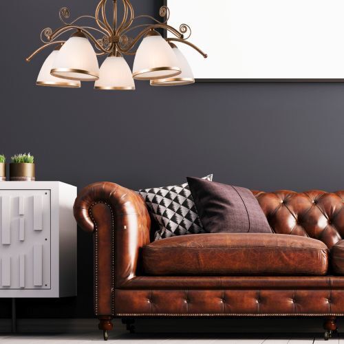 Hängeleuchte Shabby Braun antik Metall 5-flammig