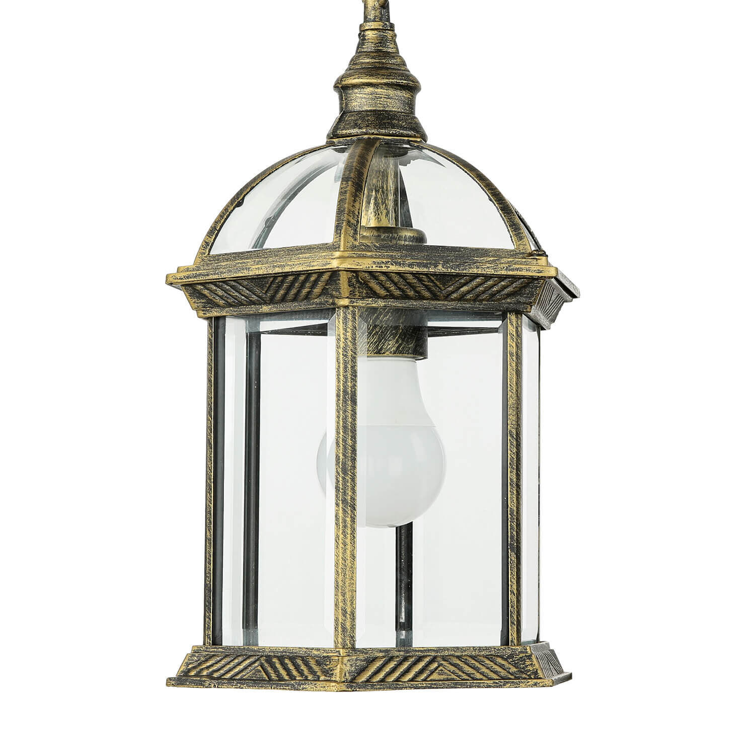 Rustikale Pendelleuchte Gold Antik für Außen WIEN Lampe, Laterne