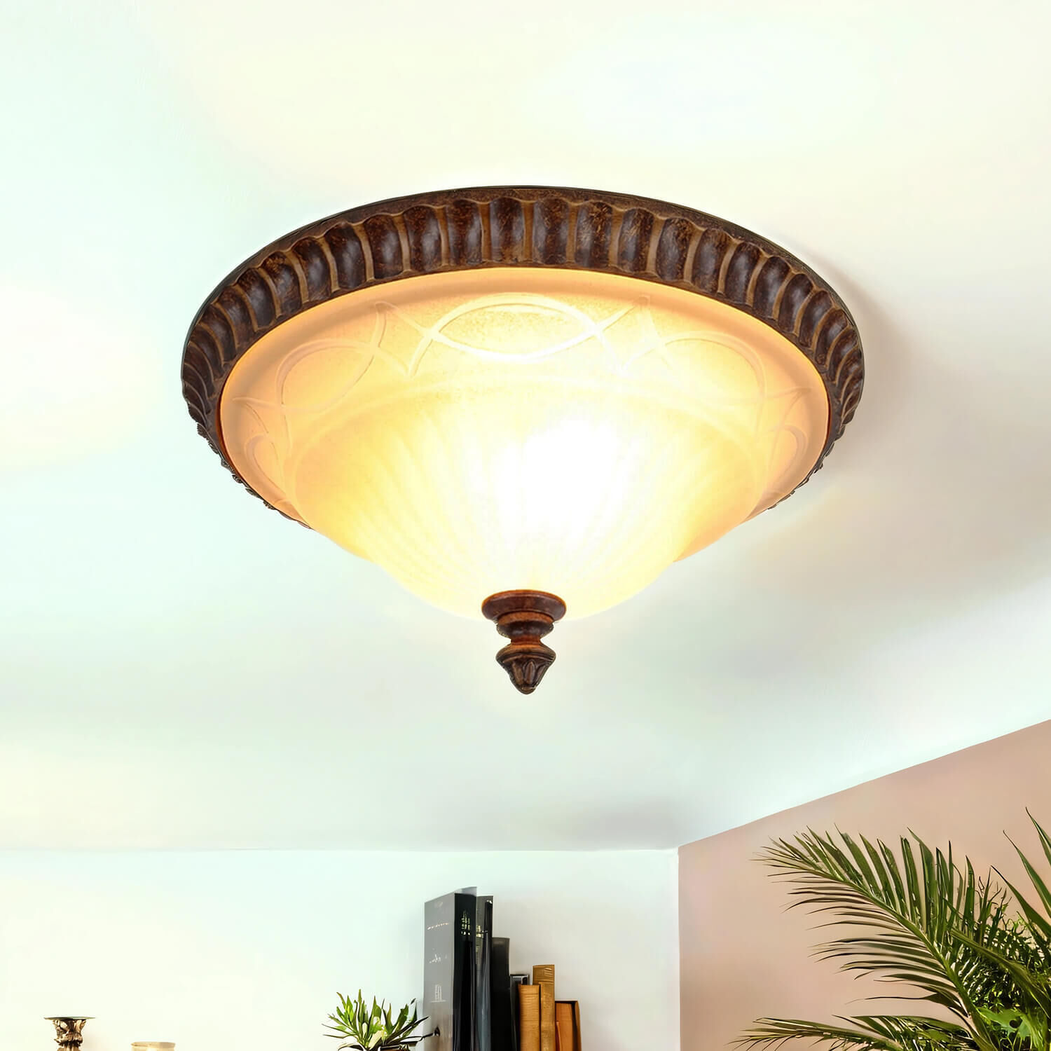 Deckenleuchte ANABELL 1 Creme Ø33cm Landhaus Lampe