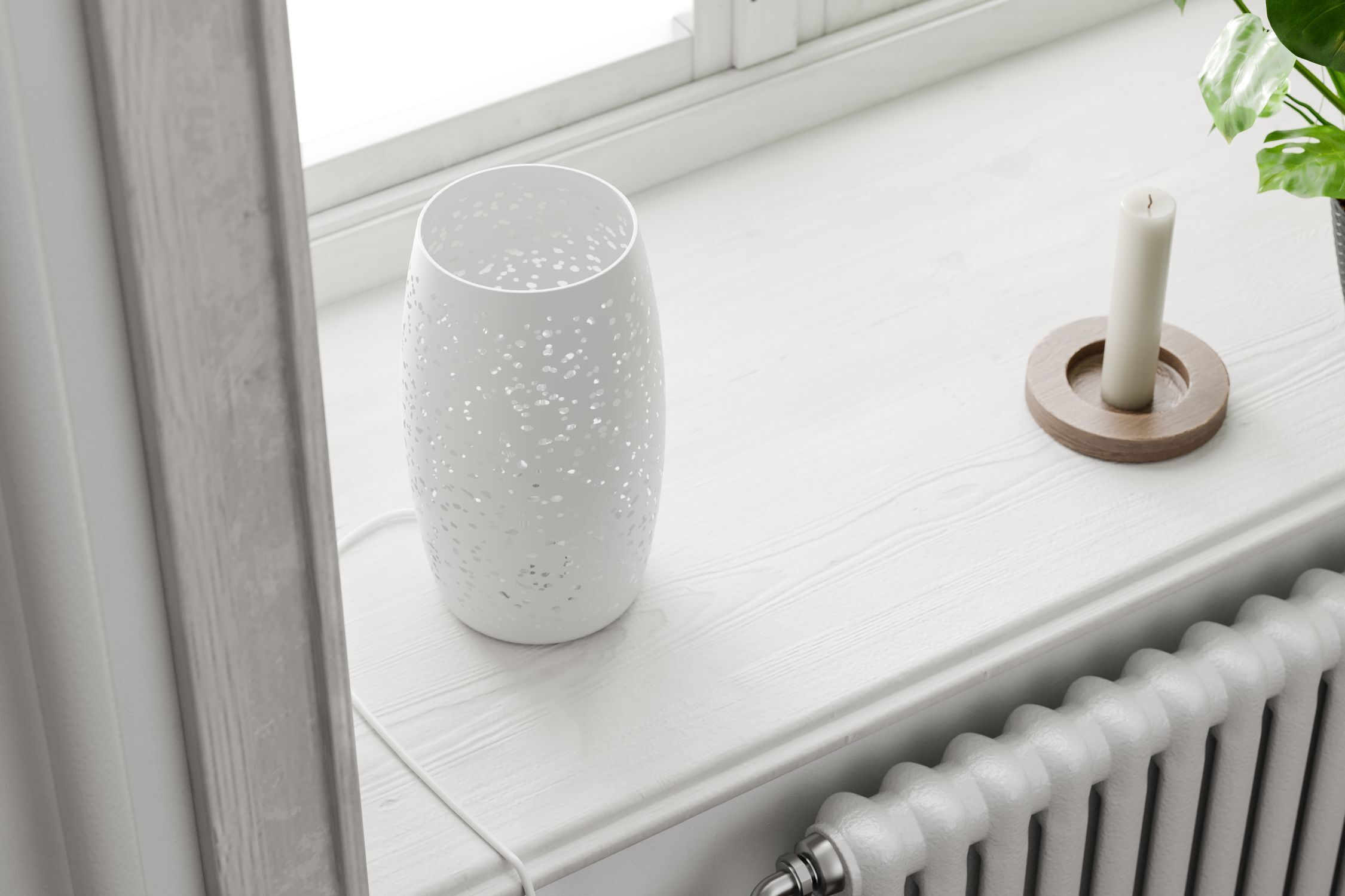 Tischleuchte Weiß 26 cm hoch E27 Metall GITTE Fenster, Fensterbank, Band