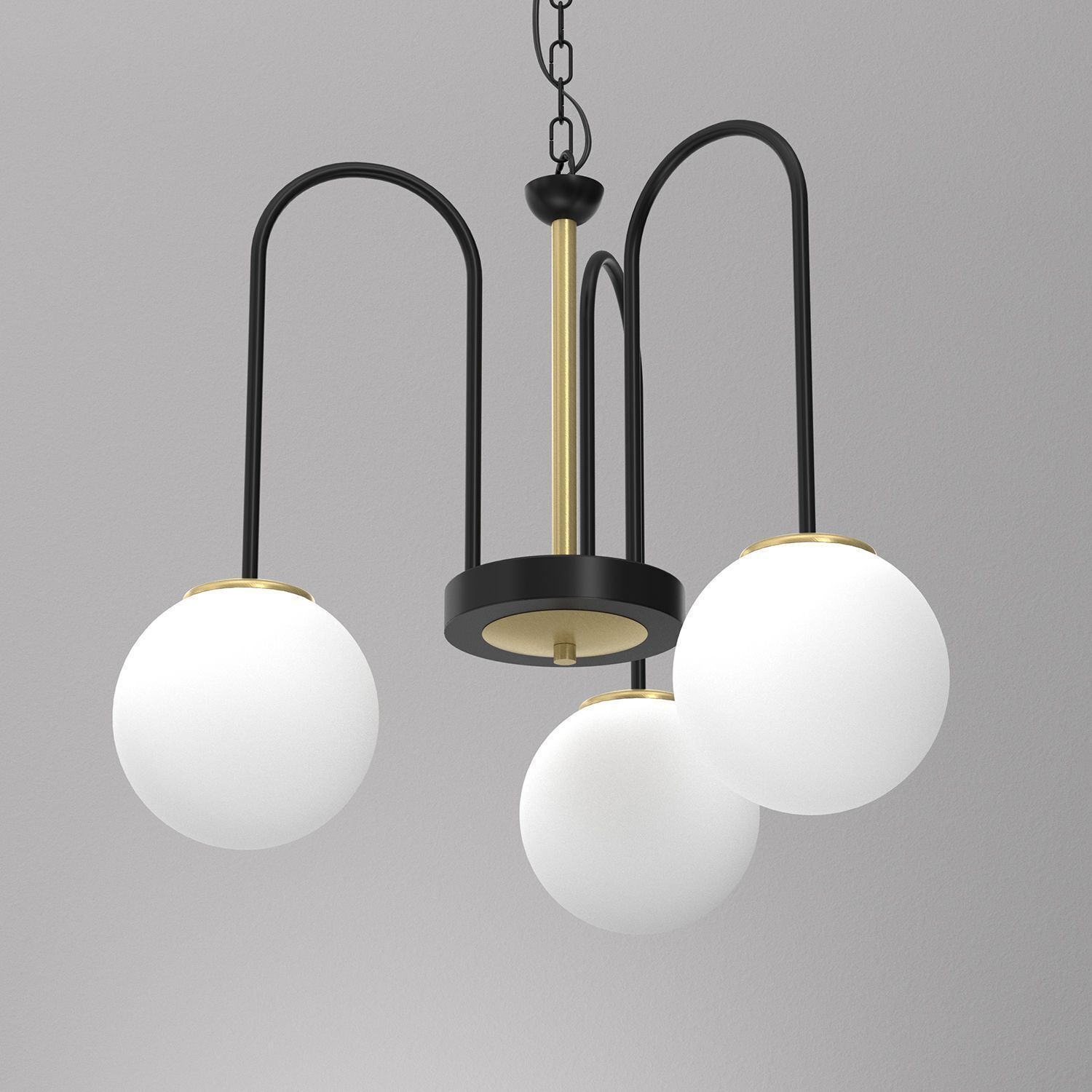 Runde Pendelleuchte in Messing Schwarz Weiß E14 Ø51 cm Leuchte, Kronleuchter, Lampe, Deckenleuchte