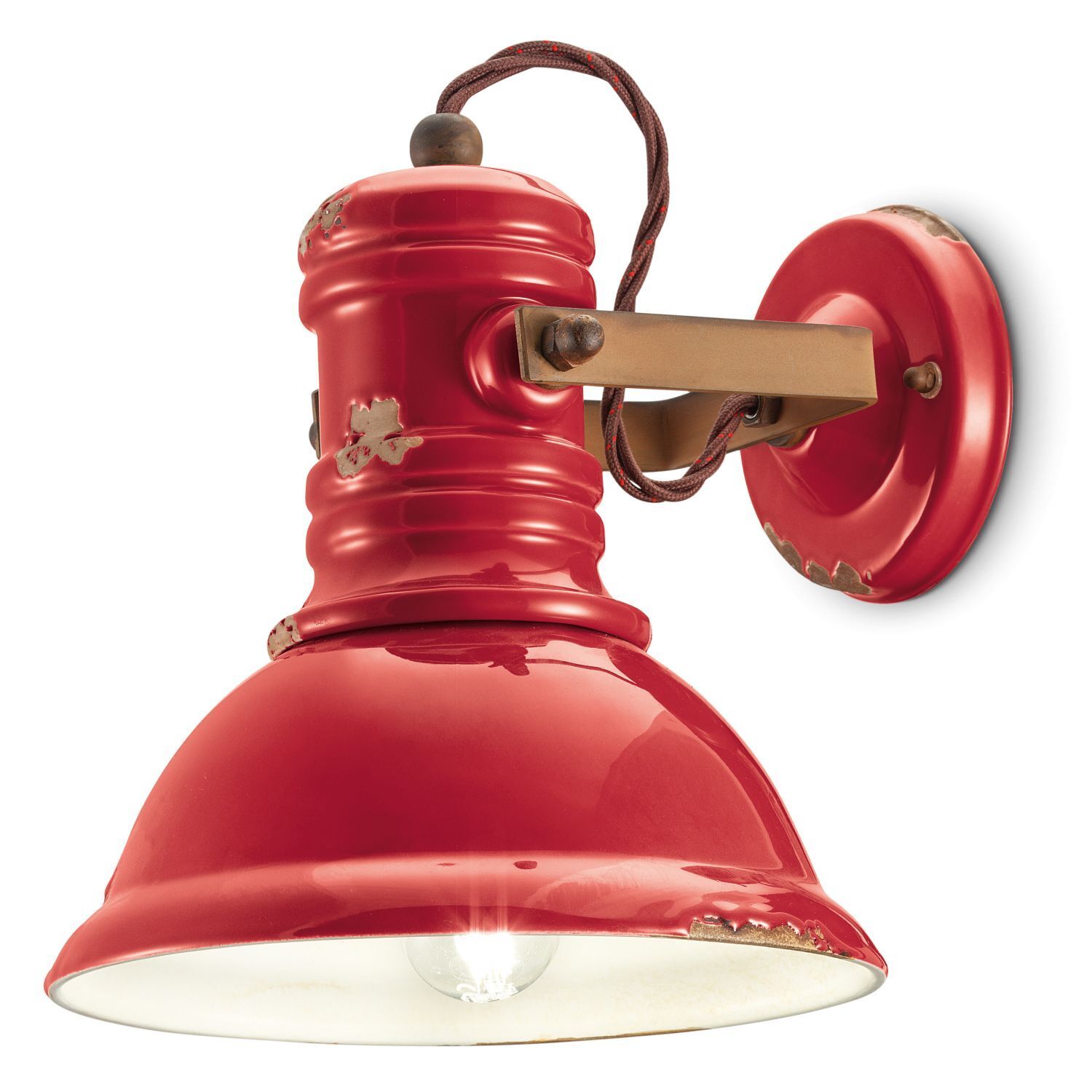 Wandleuchte Keramik Metall verstellbar Rot Shabby E27