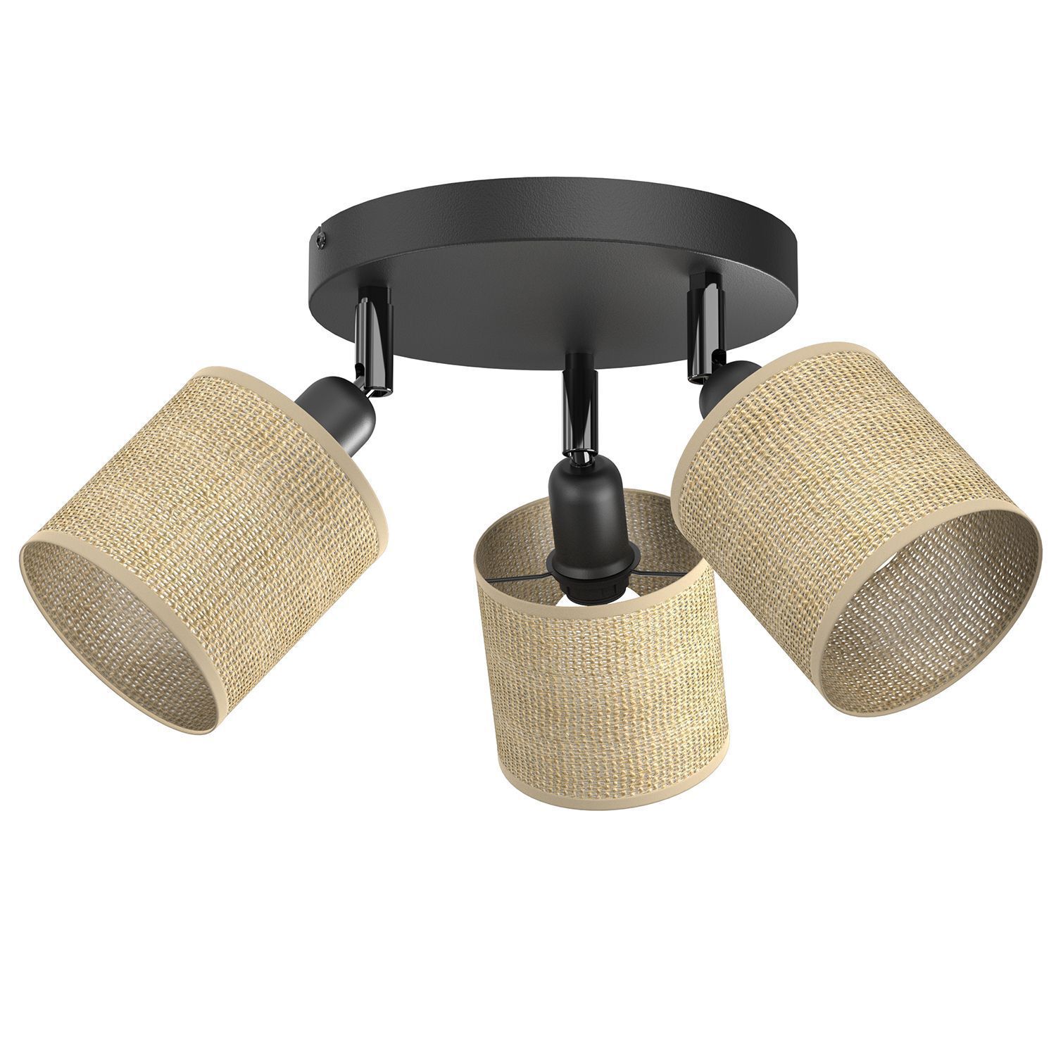 Deckenspot Jute Metall Schwarz Ø34 cm E27 flexibel