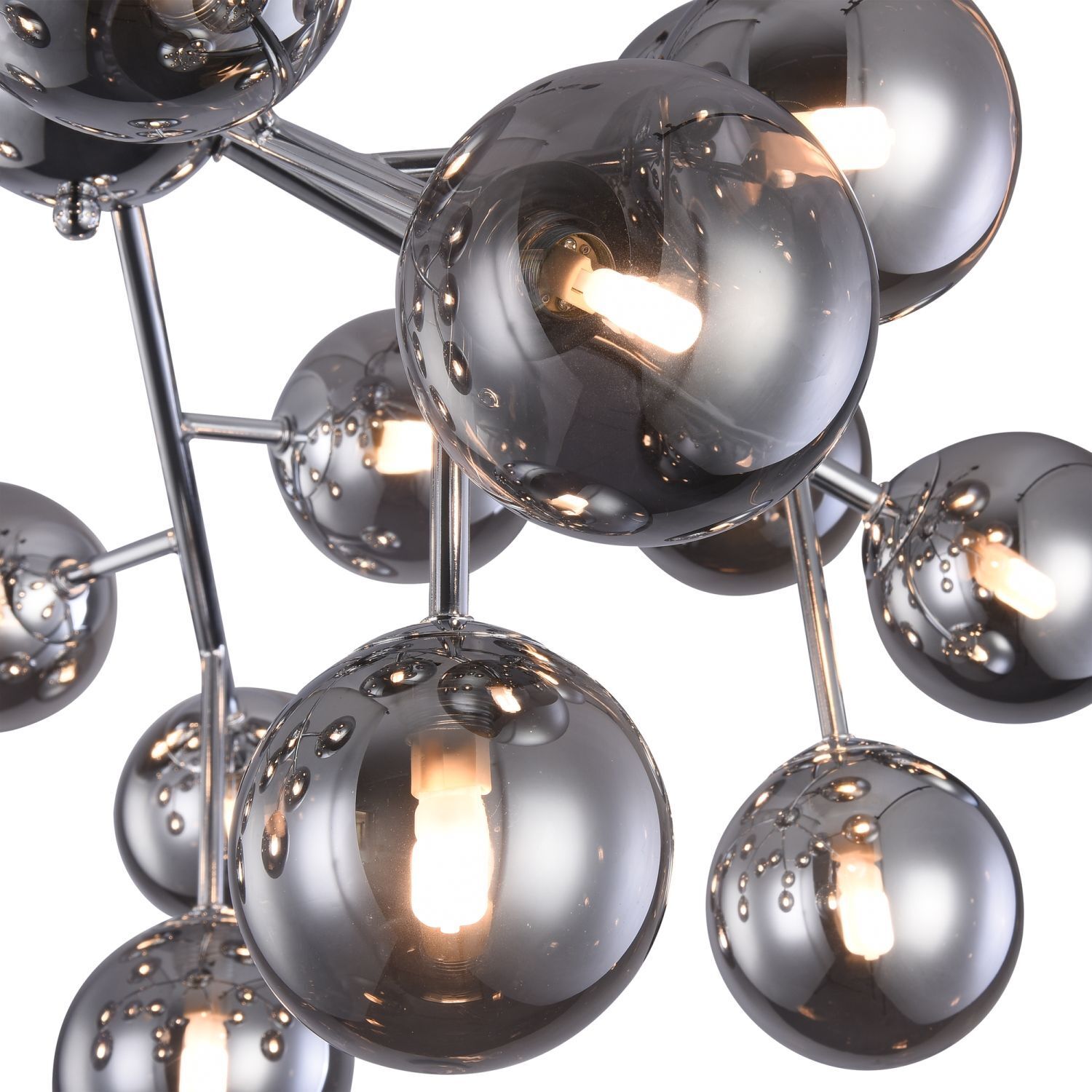 Deckenlampe Metall Glas G9 75 cm breit Chrom Rauchgrau