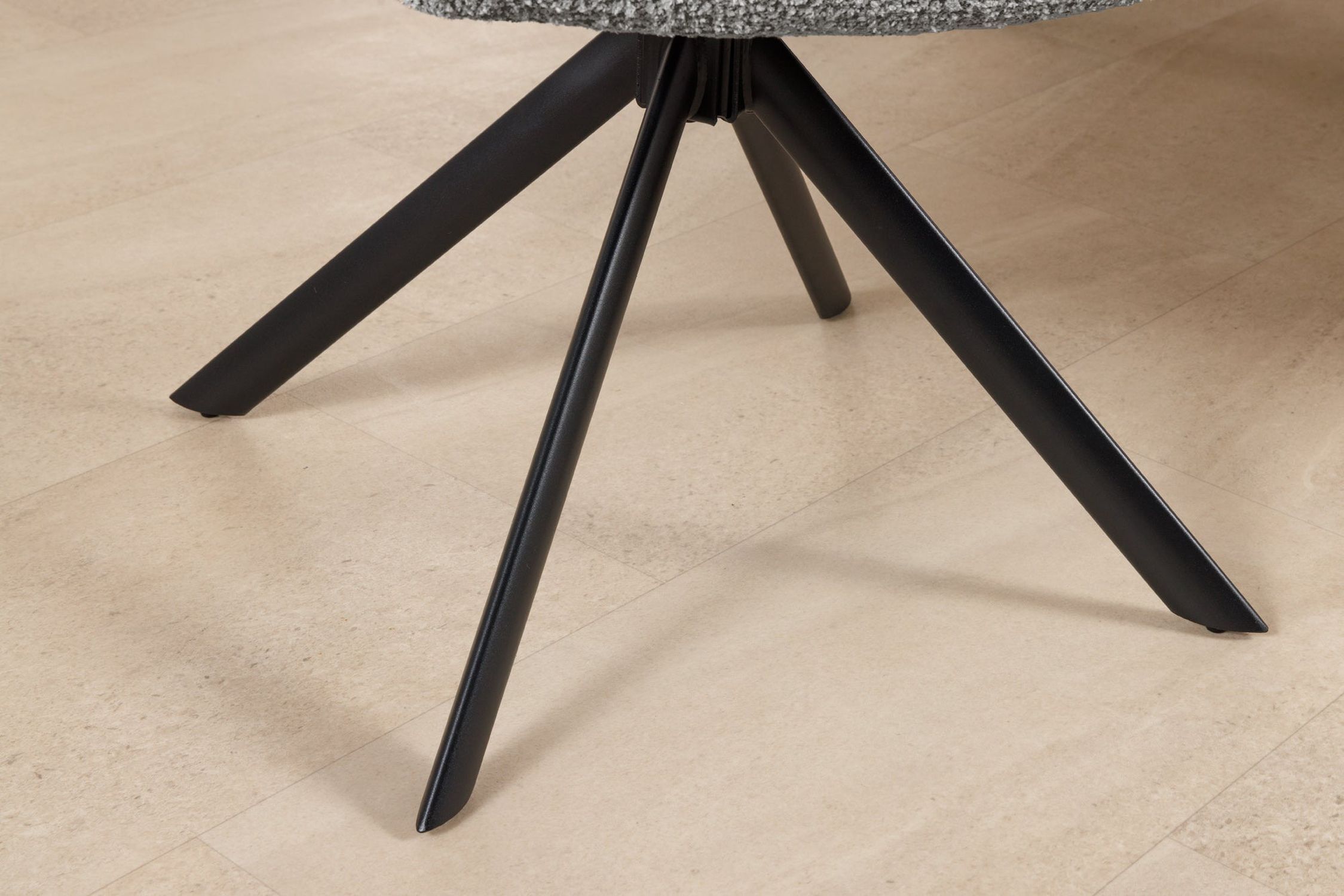 Bürostuhl ohne Rollen Grau Schwarz Bouclé Metall Retro Moebel