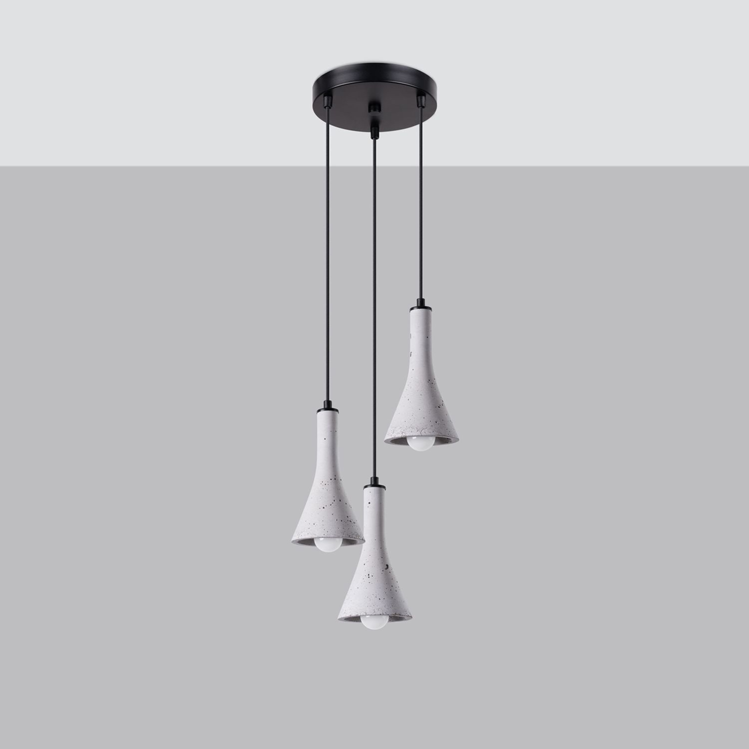 Hängelampe Beton Grau Schwarz E14 B:27 cm 3-flammig pendant light, hängende lampe, Kegelschirm, Steinoptik, drei Leuchten