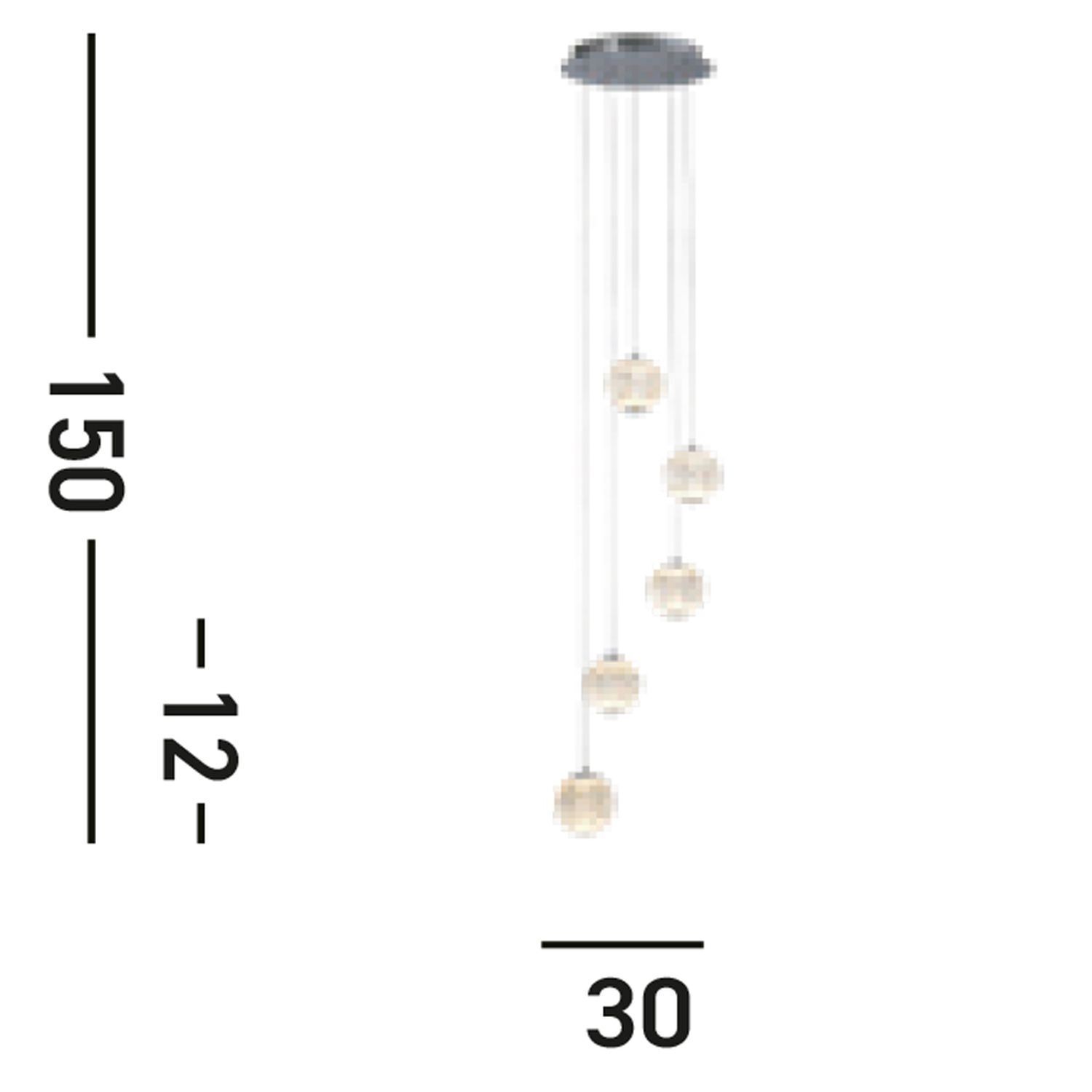 LED Pendelleuchte Metall 5-flammig 21 W L:30 cm Chrom