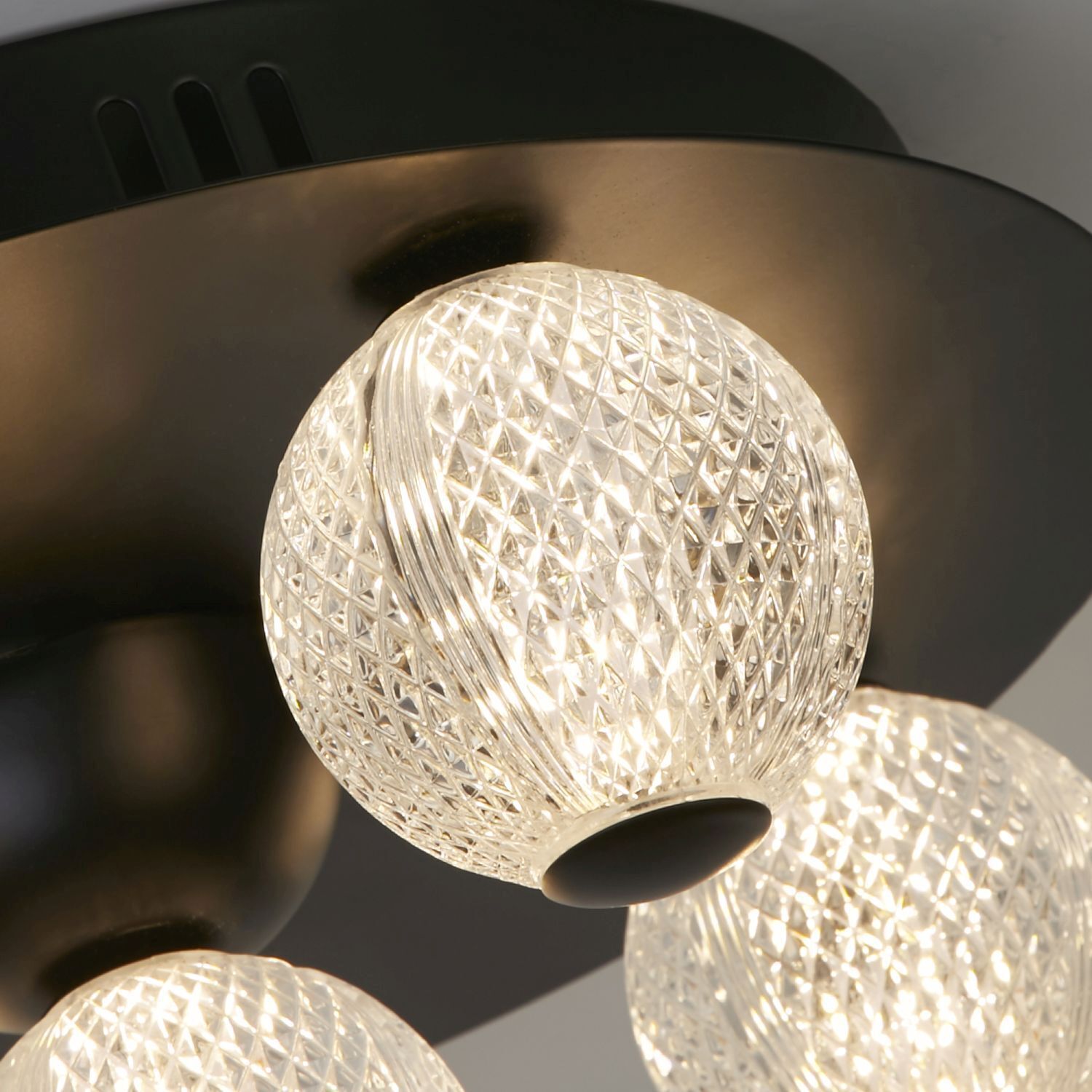 Runde LED Deckenlampe Schwarz Metall Ø33 cm 21 W Kugeln