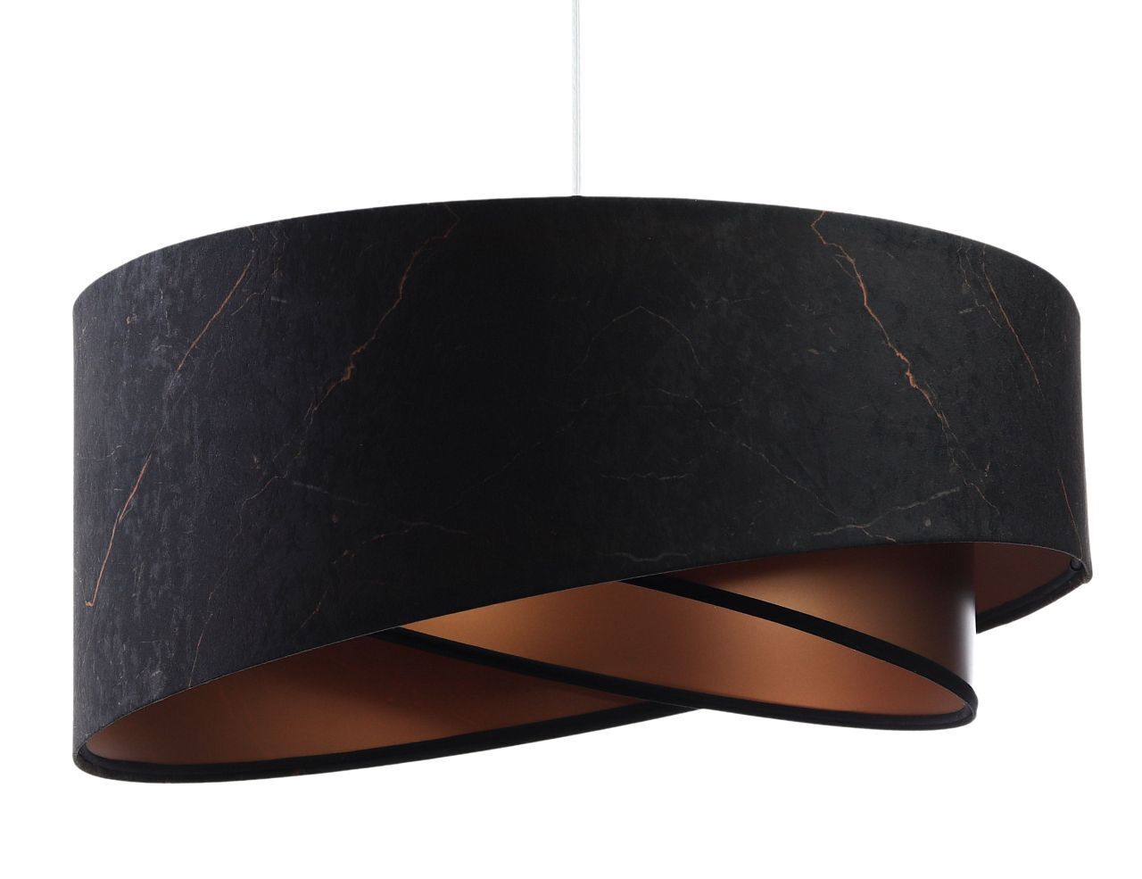 Pendelleuchte rund Stoff D: 50 cm E27 in Schwarz Kupfer Lampe, Lampenschirm