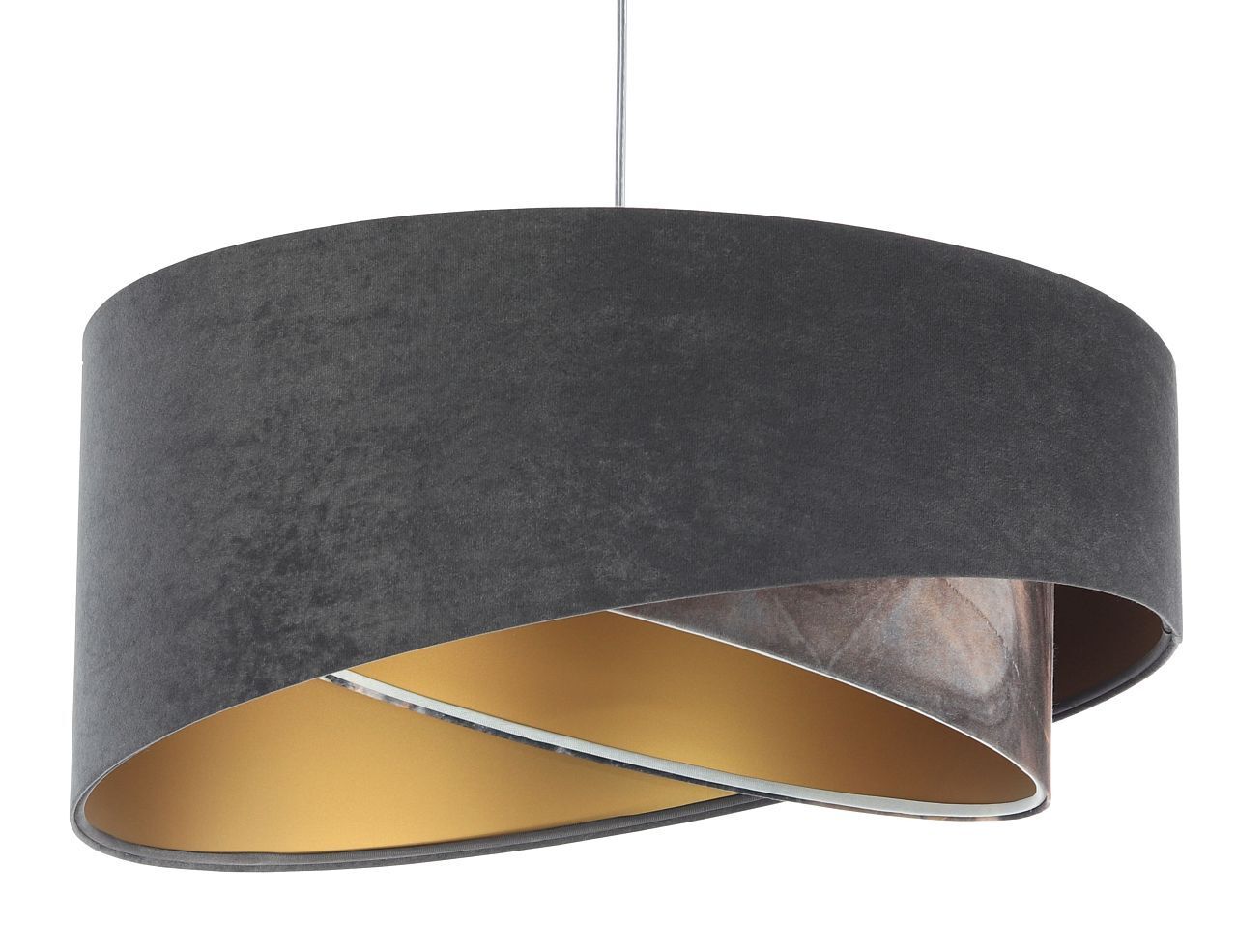 Hängelampe Grau Gold E27 Stoffschirm Ø 50 cm Modern KARIM Lampe