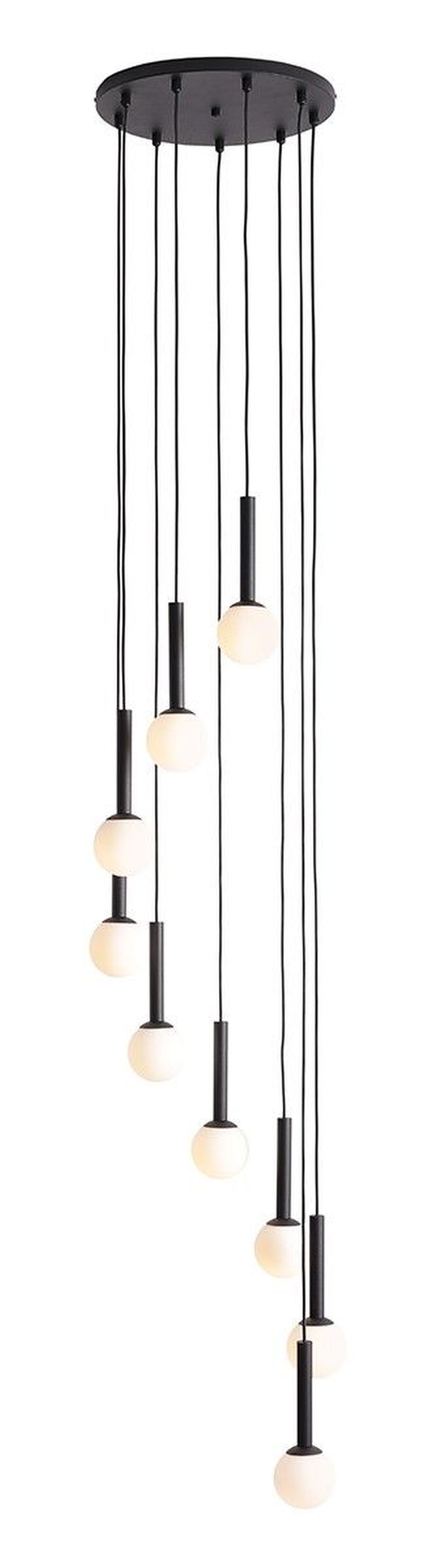 Hängelampe Schwarz Metall Glas G9 blendarm Ø36 cm rund