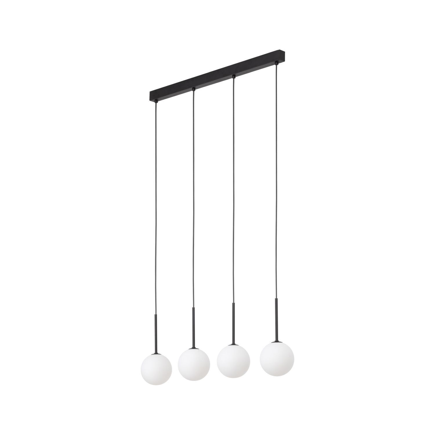 Hängeleuchte Metall Glas L: 78 cm Schwarz Weiß 4x G9