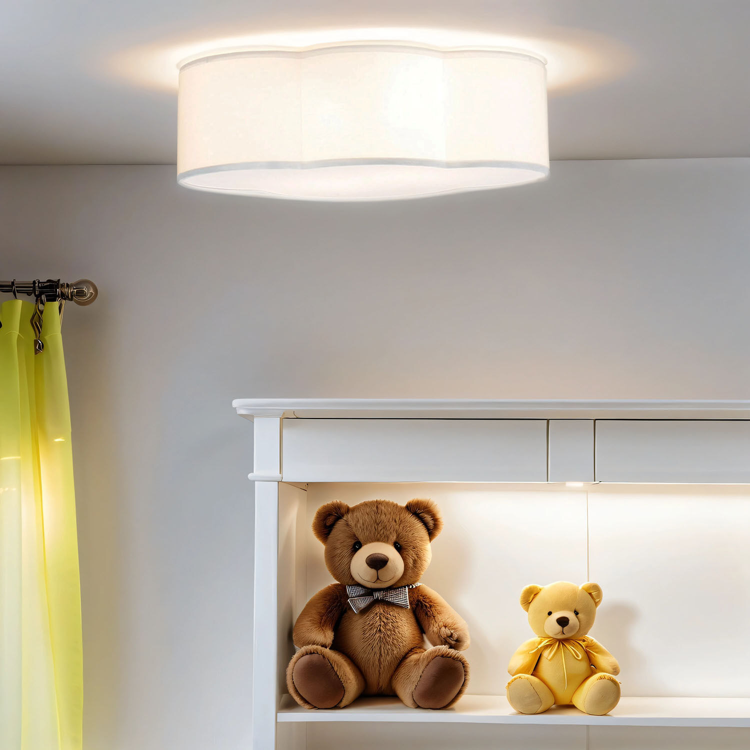 Weiße Deckenleuchte Stoff WOLKI Kinder Wolkenlampe