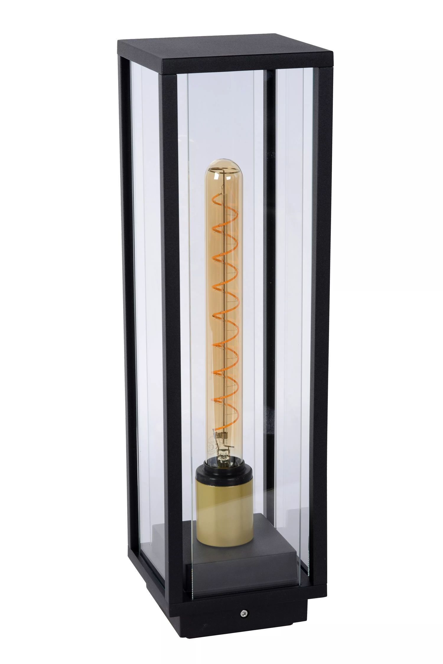 Pollerleuchte Außen Glas Metall Schwarz E27 IP54 50 cm Lampe, Postfach