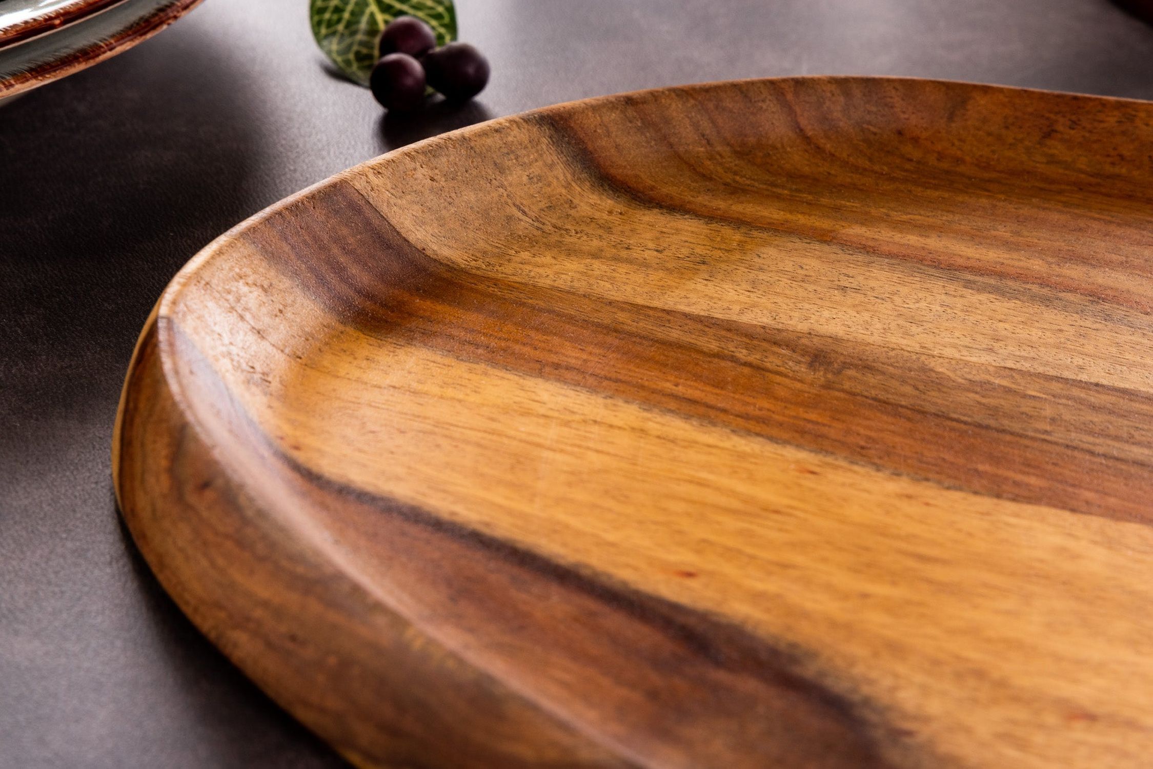 Tablett 2er Set Sheesham Holz massiv Handarbeit Holz, Hartholz, Gebeiztes Holz