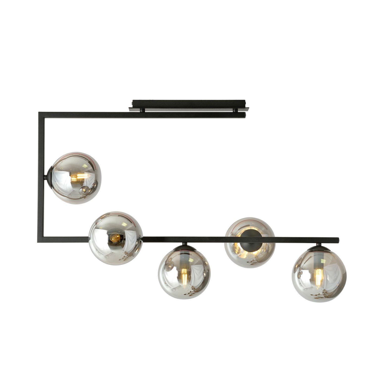 Deckenleuchte Rauchglas Metall 83 cm lang H: 55 cm groß